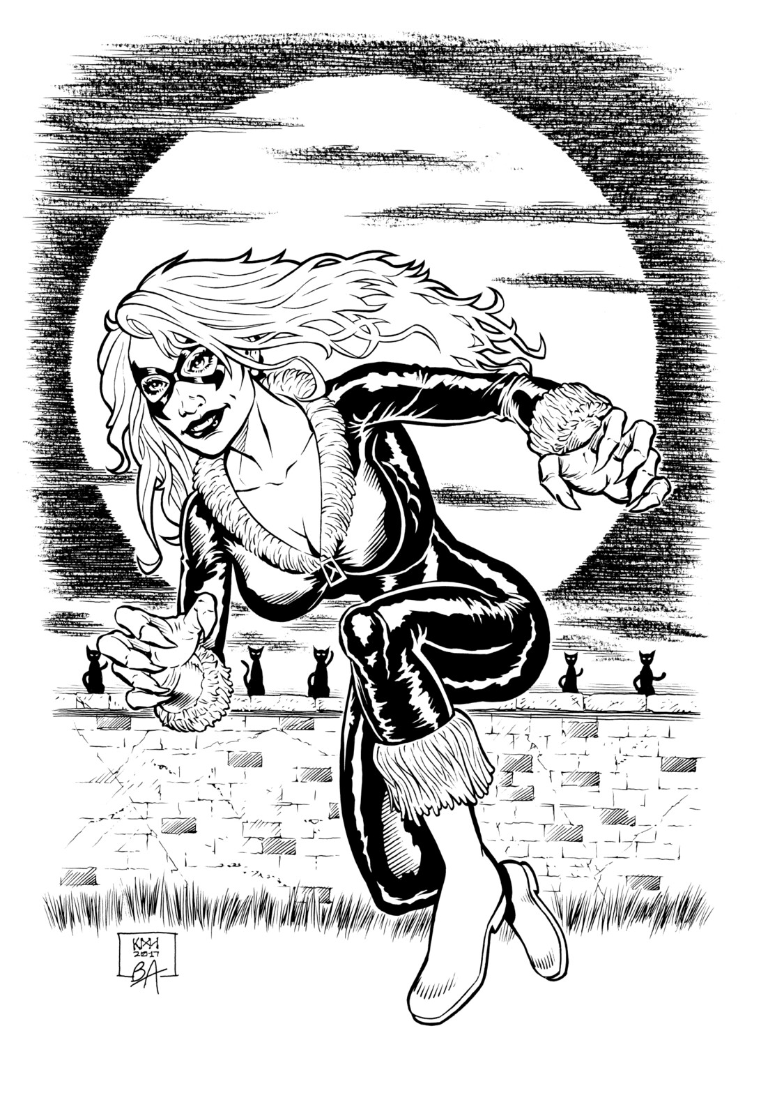 Black Cat Commission. Pencils by Keith Haugen, Inks by Bill Anderson.