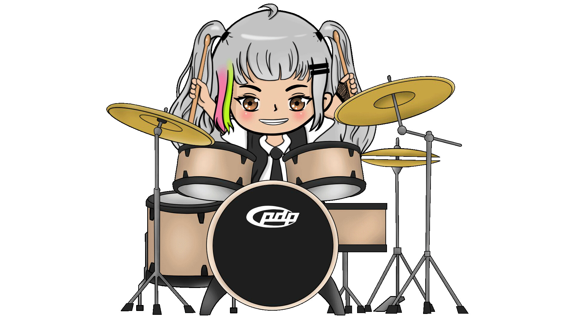 Anime Girl With Pink Hair Playing Drums At A Concert Background, How To  Make A Picture Sing Background Image And Wallpaper for Free Download