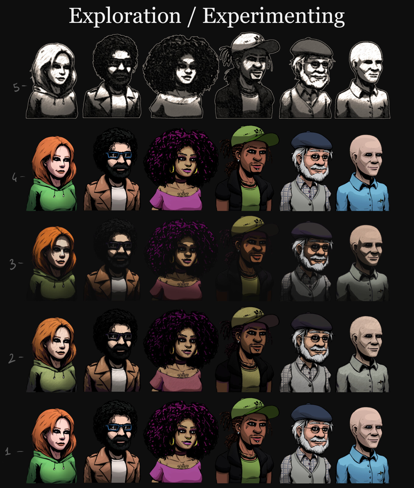 Testing with different effects to find a style that fits the game.