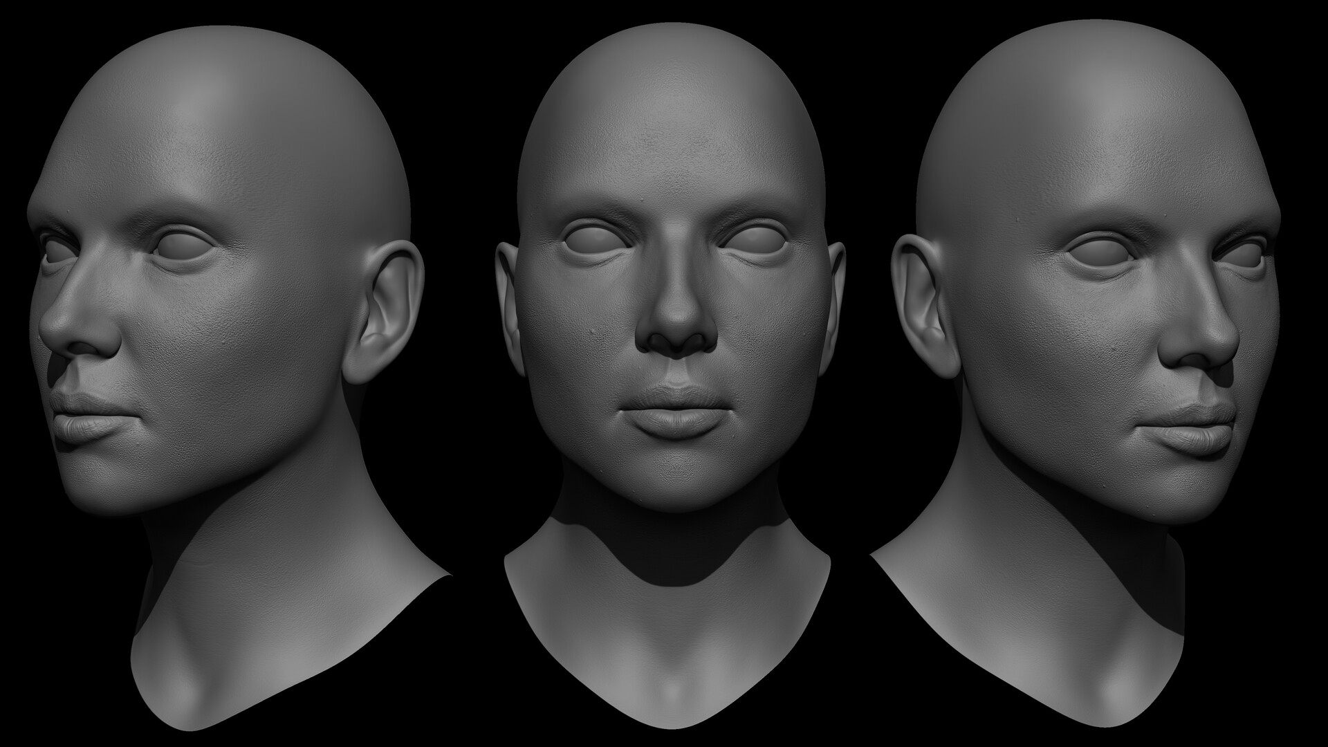 female face reference front and side