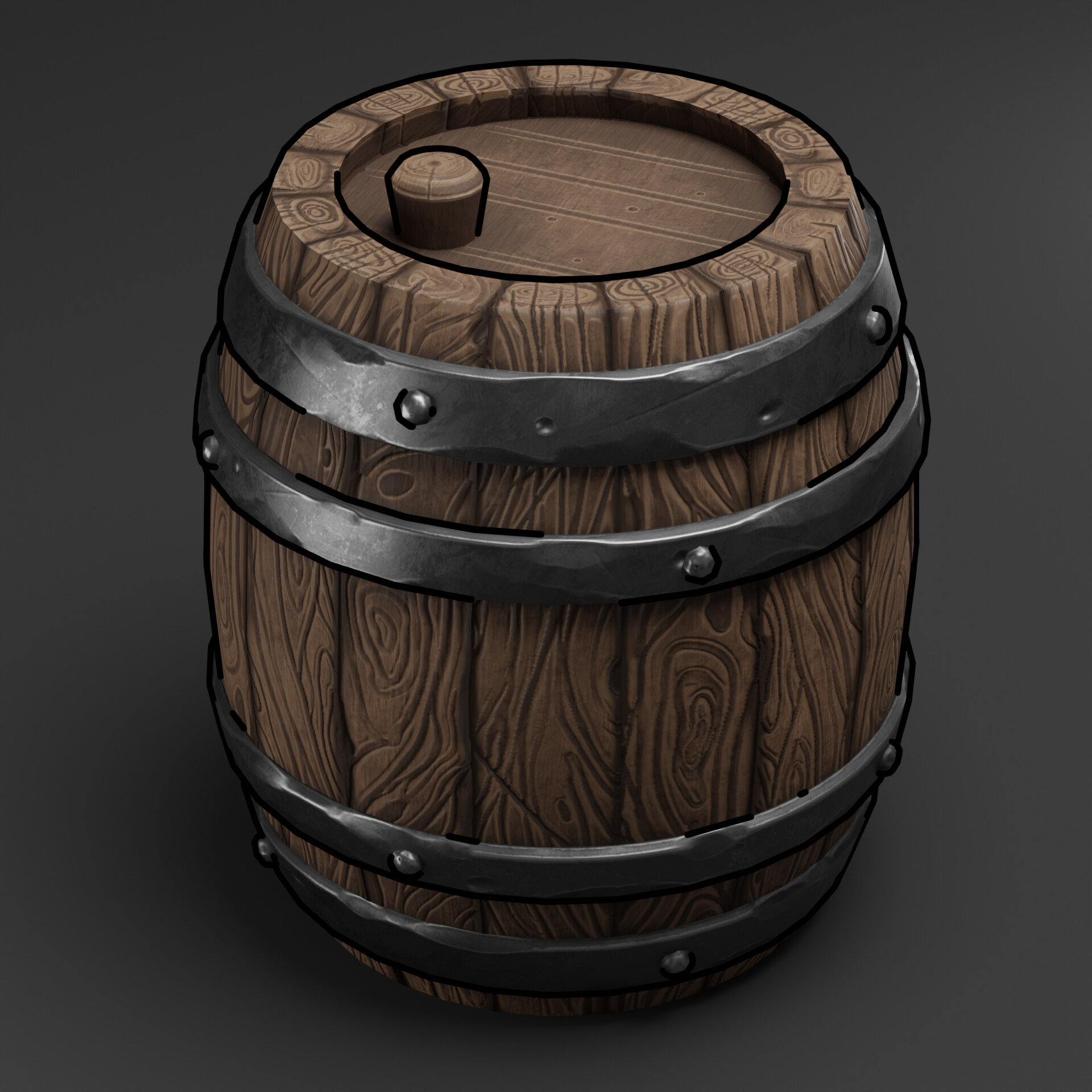 ArtStation Wooden Barrel prop