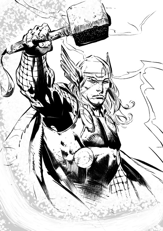 ArtStation - Inking Practice Thor