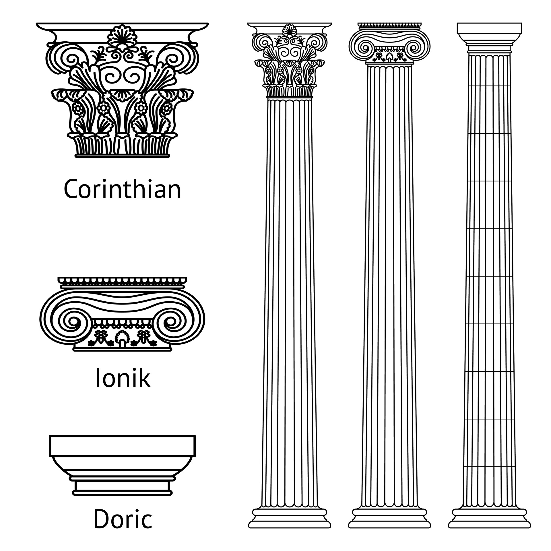 Коринфские колонны Векторная иллюстрация