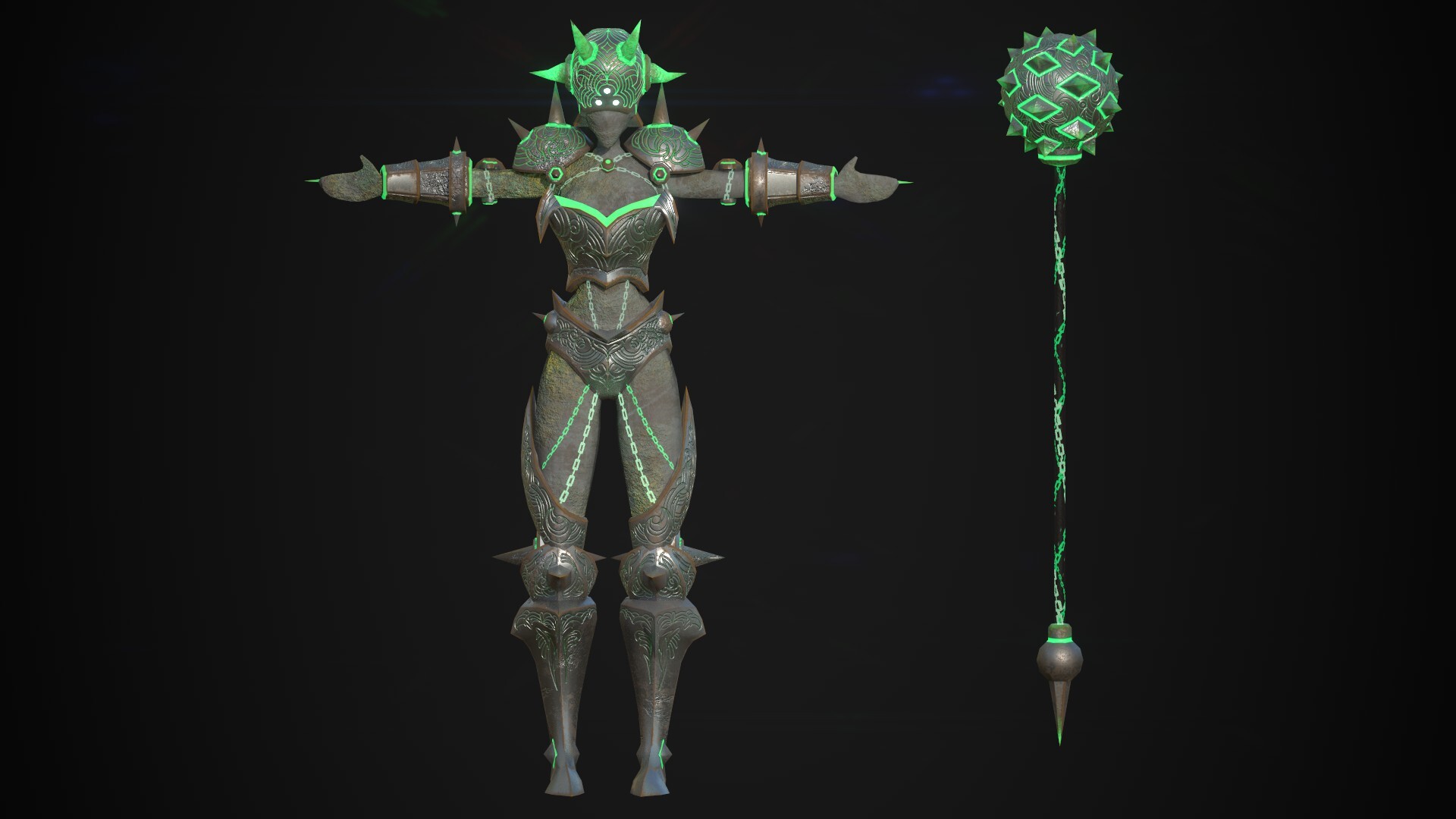 ArtStation 3D LowPoly Spectral Mace Knight