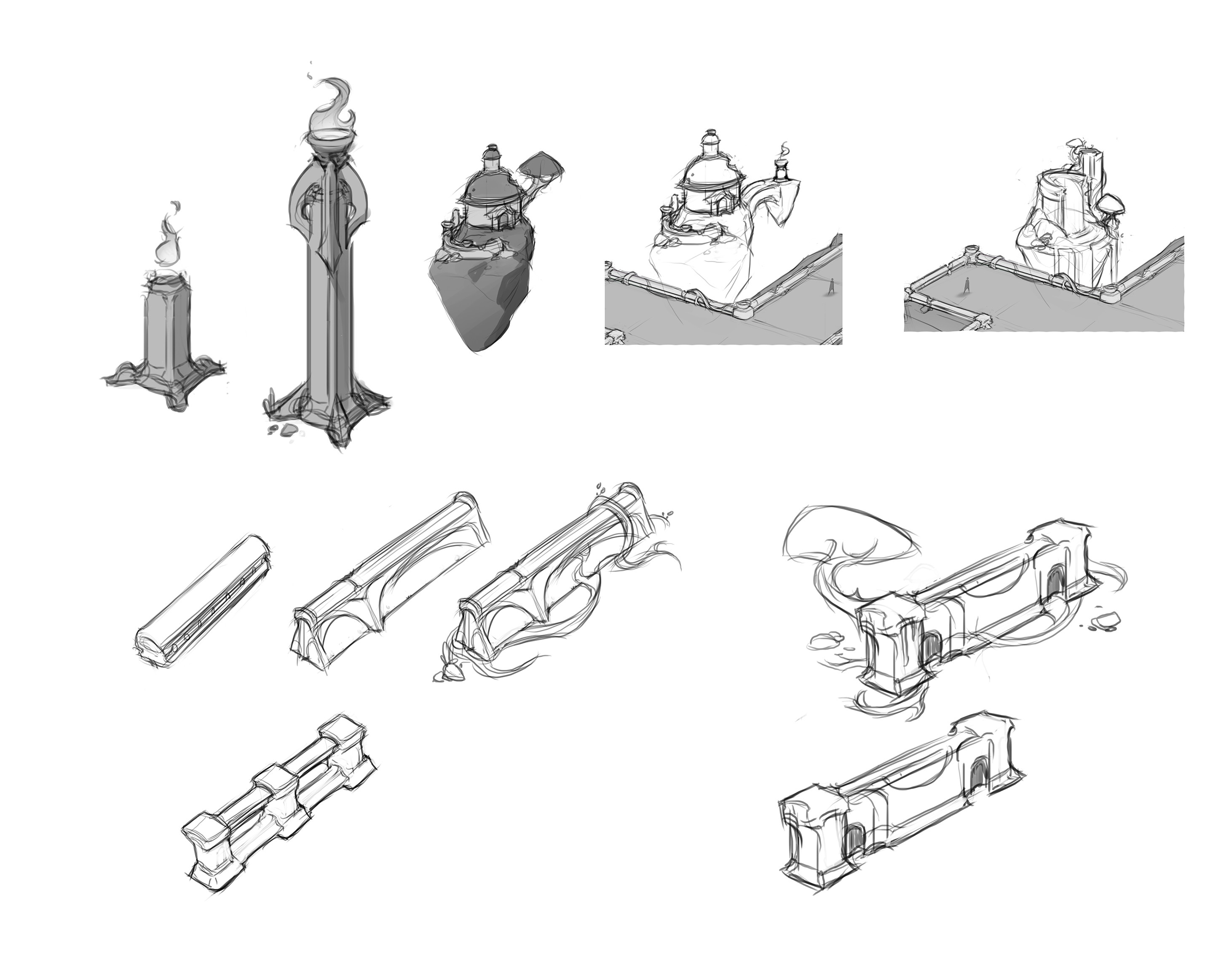 Edge dressing sketches, always pushing for more parallax in the player view.