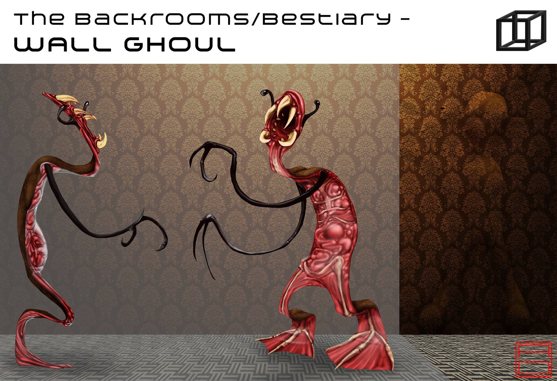 ArtStation - The Backrooms monster design - Wall Ghoul