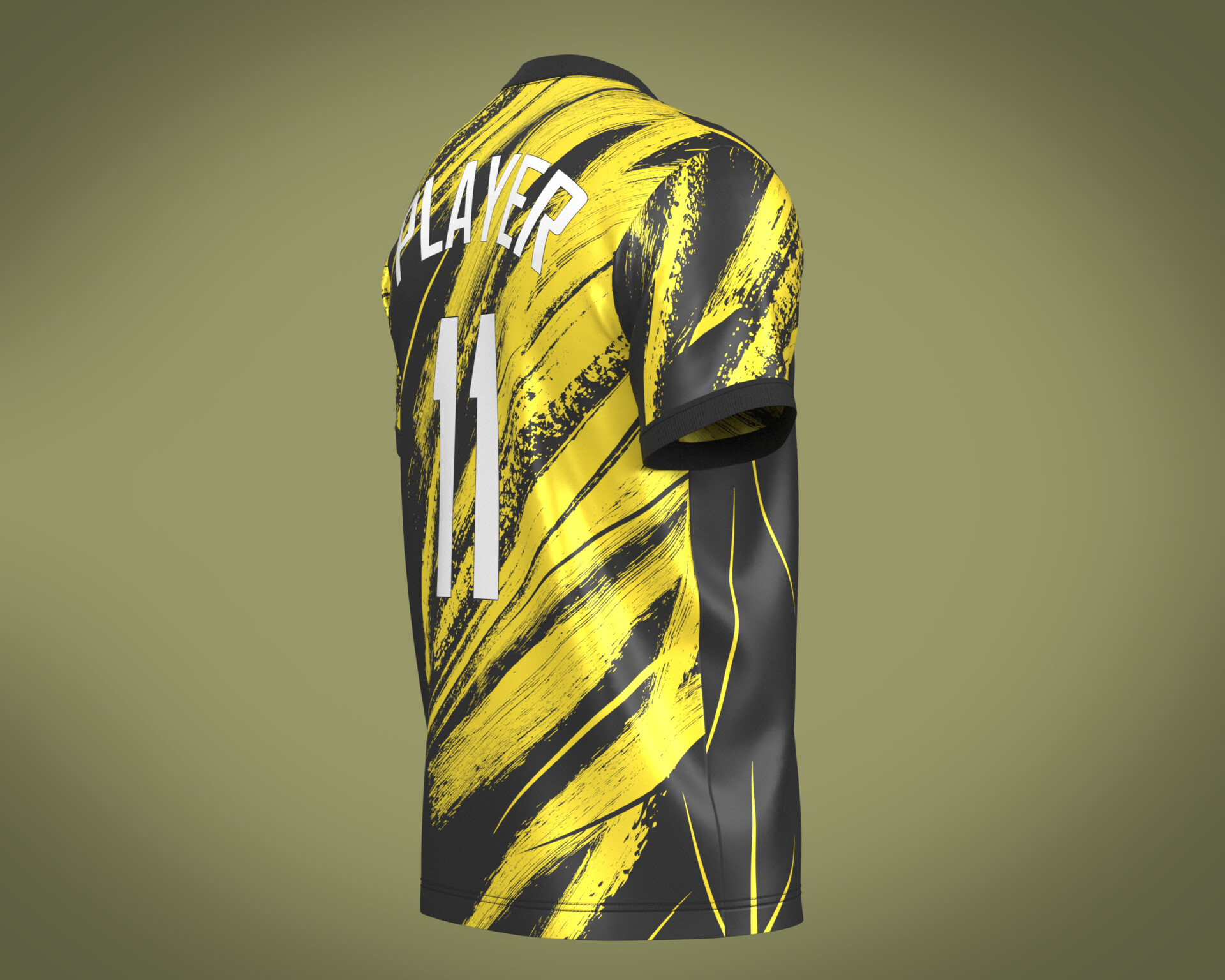 ArtStation - Soccer Football Black with yellow Jersey Player-11