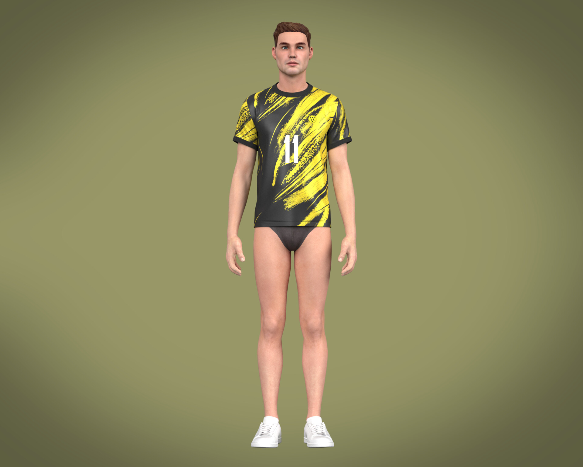 ArtStation - Soccer Football Black and White with Yellow Jersey Player-11