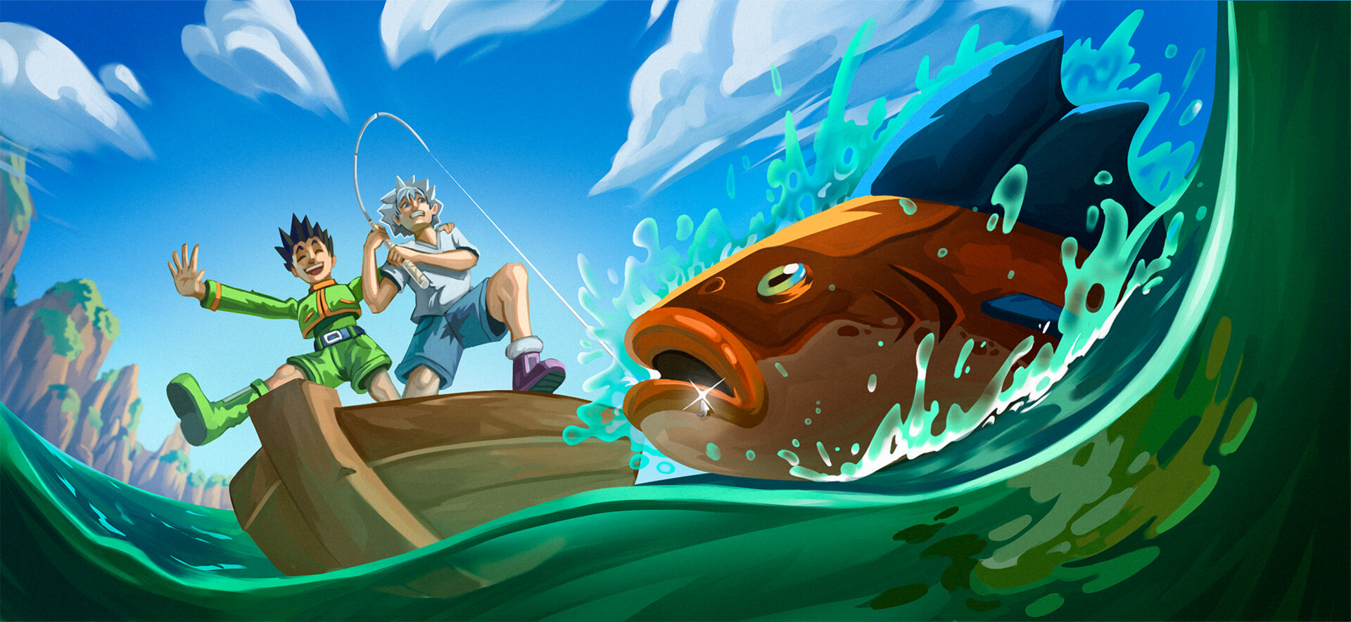 ArtStation Gon and Killua go fishing (Redraw)
