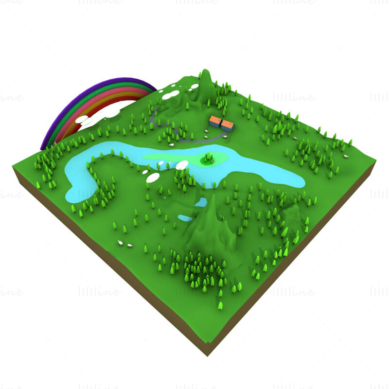 ArtStation - 3D model of cartoon island