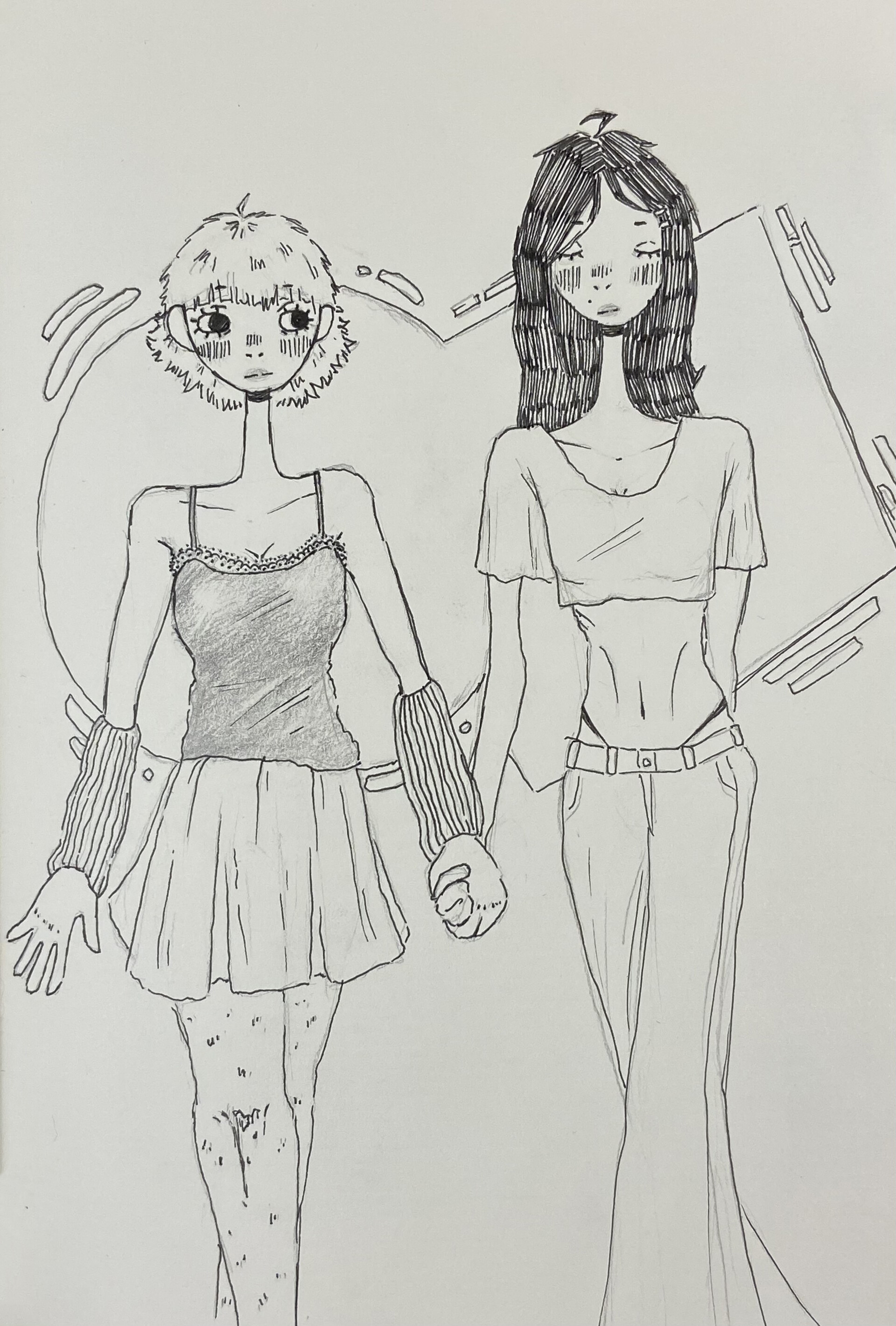 ArtStation - Two girls holding hands