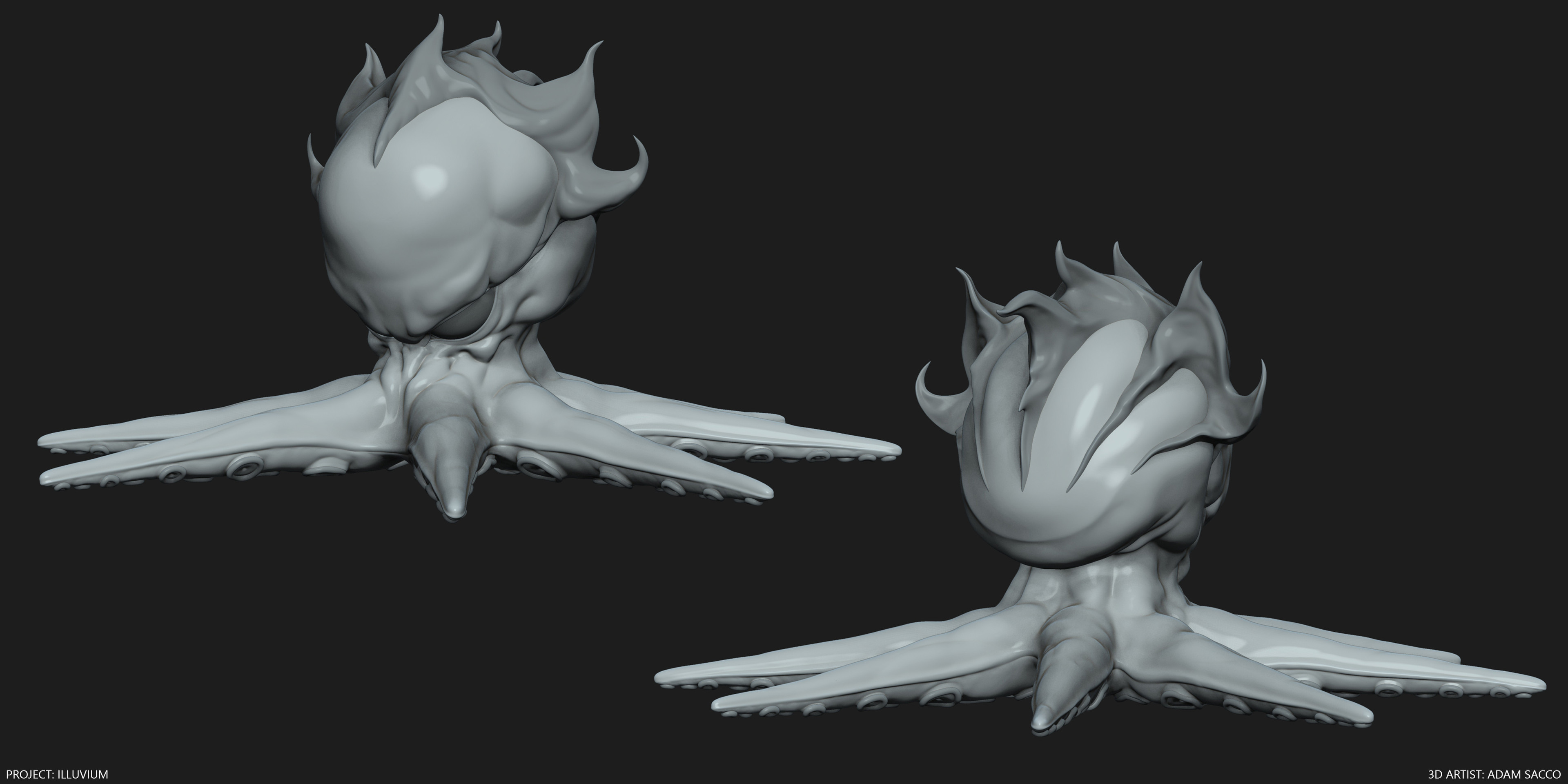 3D modeling highpoly, lowpoly creature.