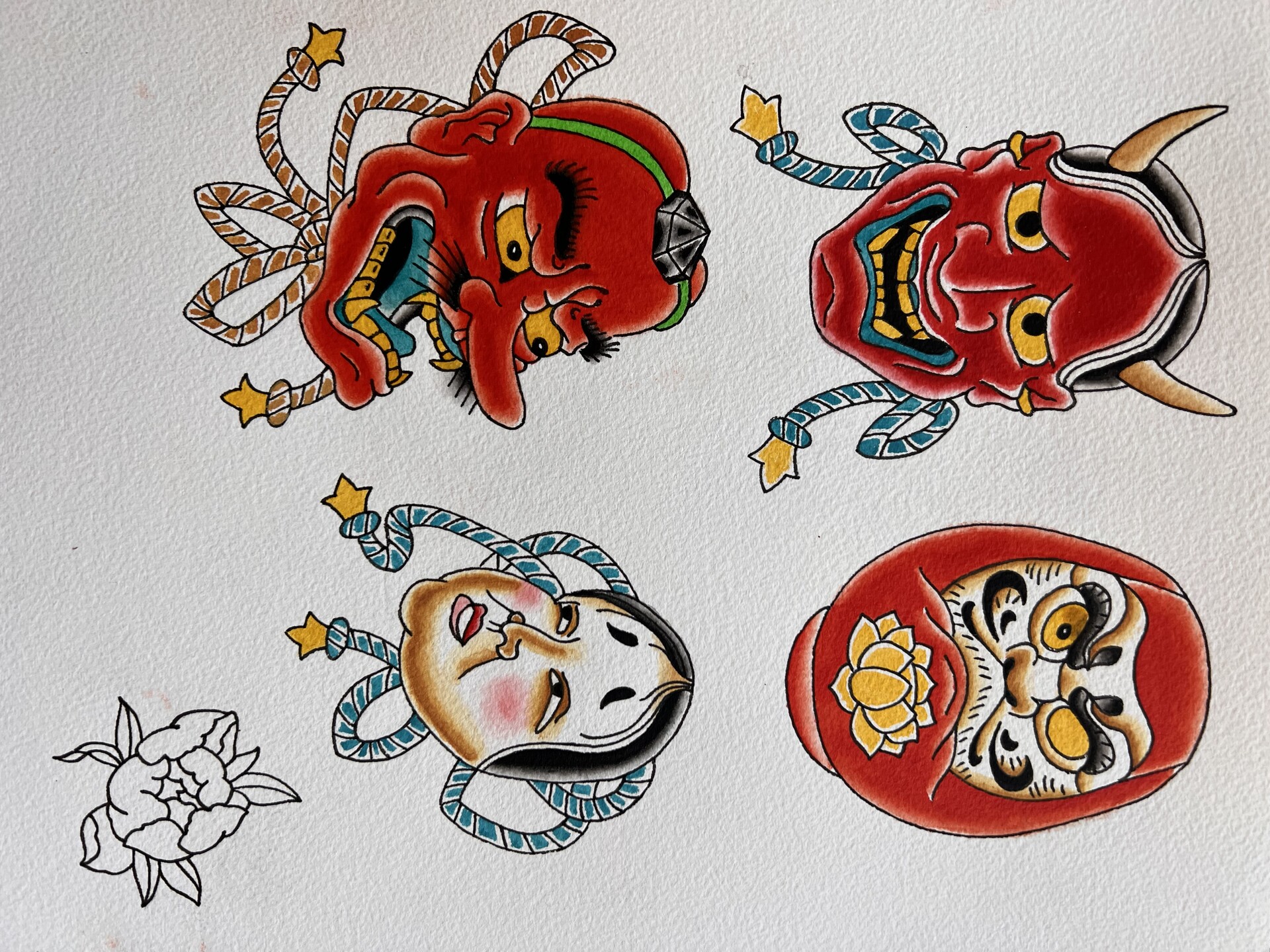 American Traditional Hannya Mask Tattoo