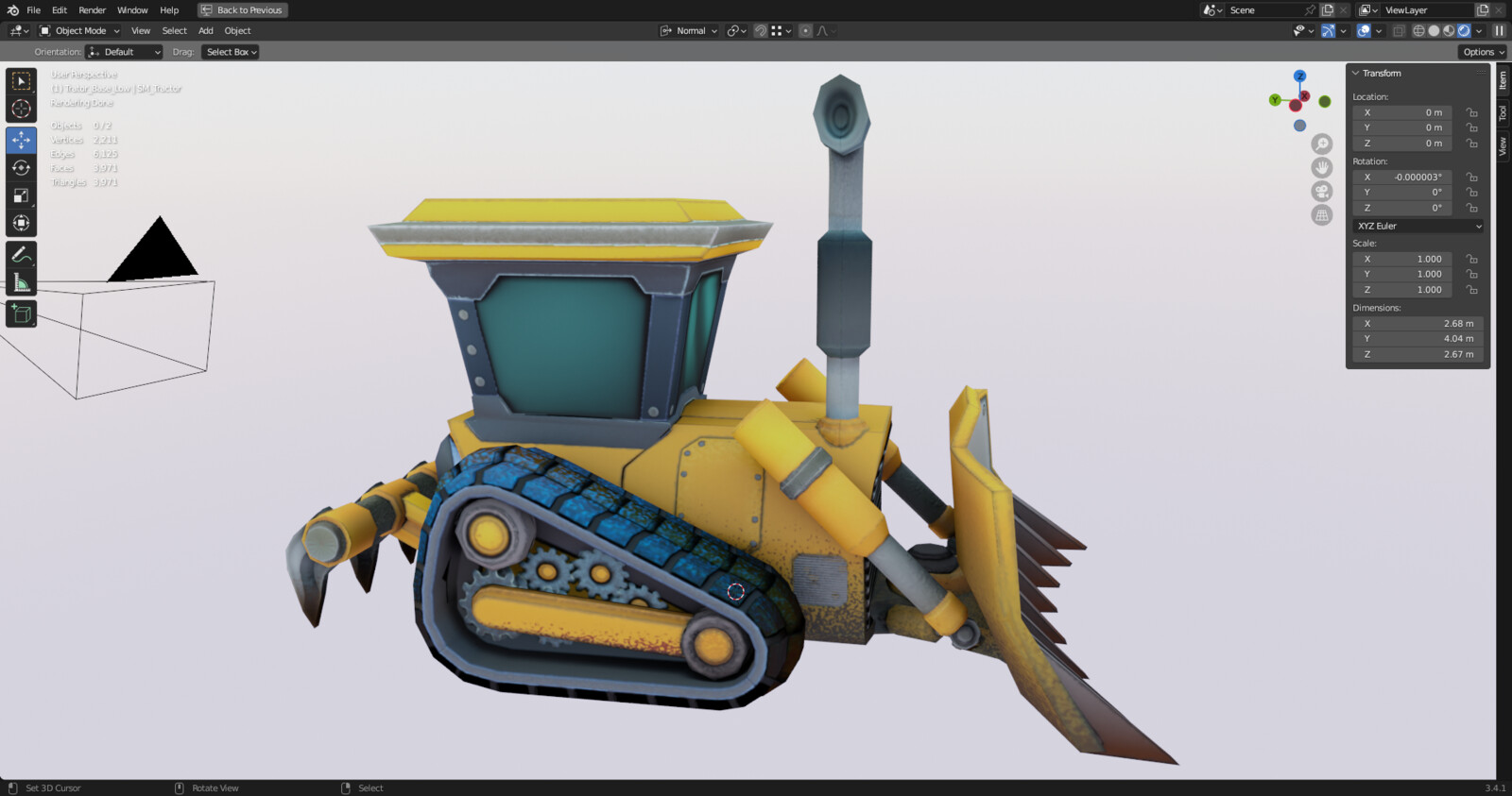 Side view of the low poly model.