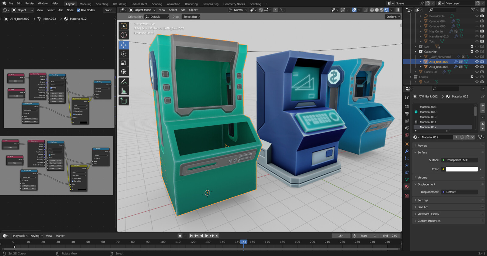 High poly model of the ATM that was used to bake the texture in the existing model at the center.