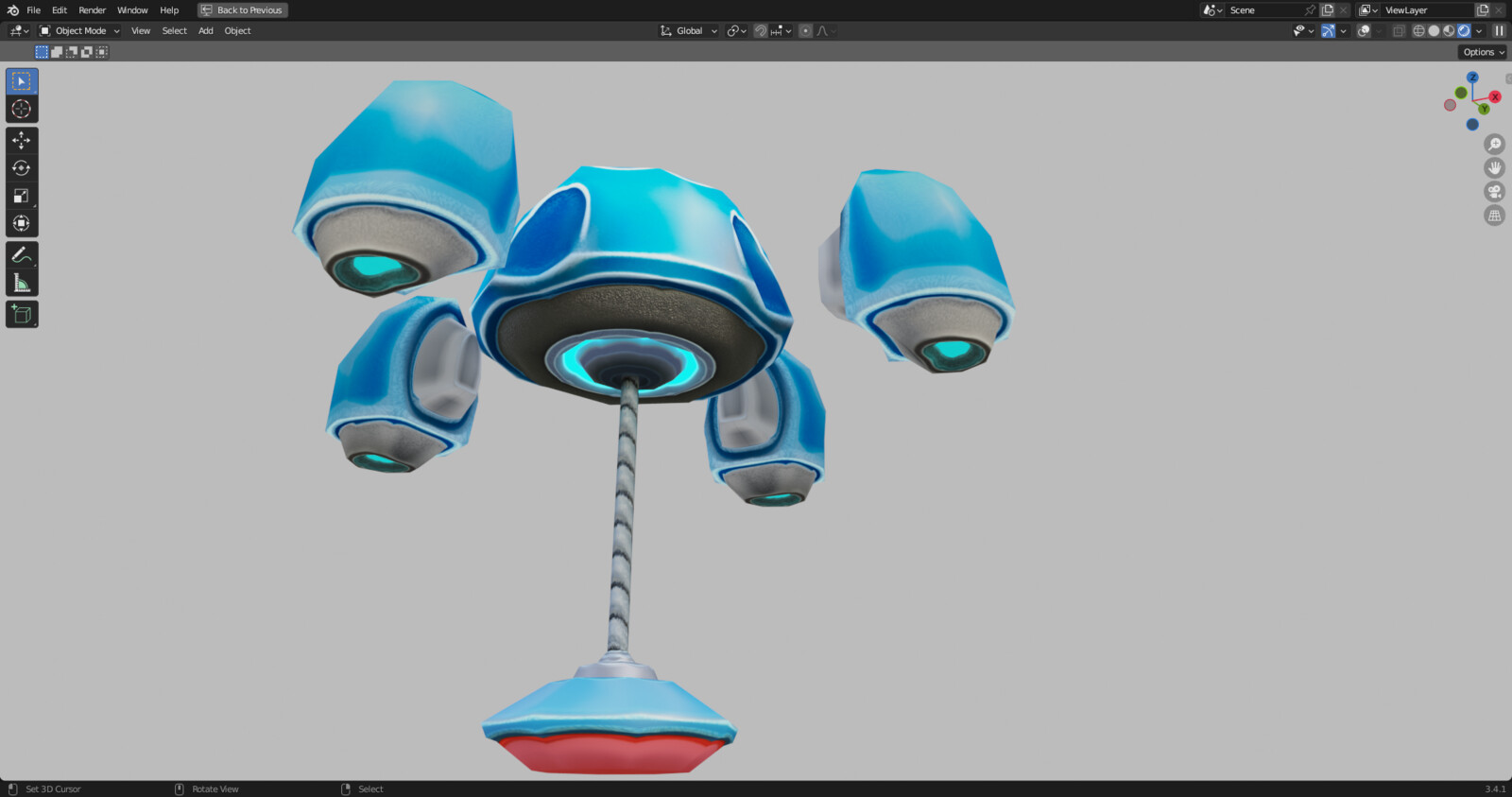 Botton view of the low poly model.