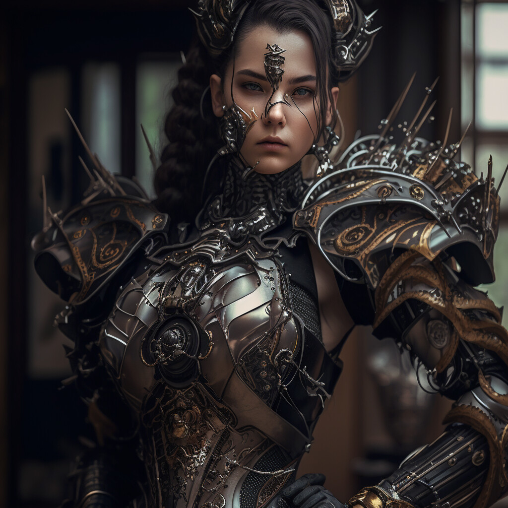 ArtStation - medieval cyberpunk female warrior