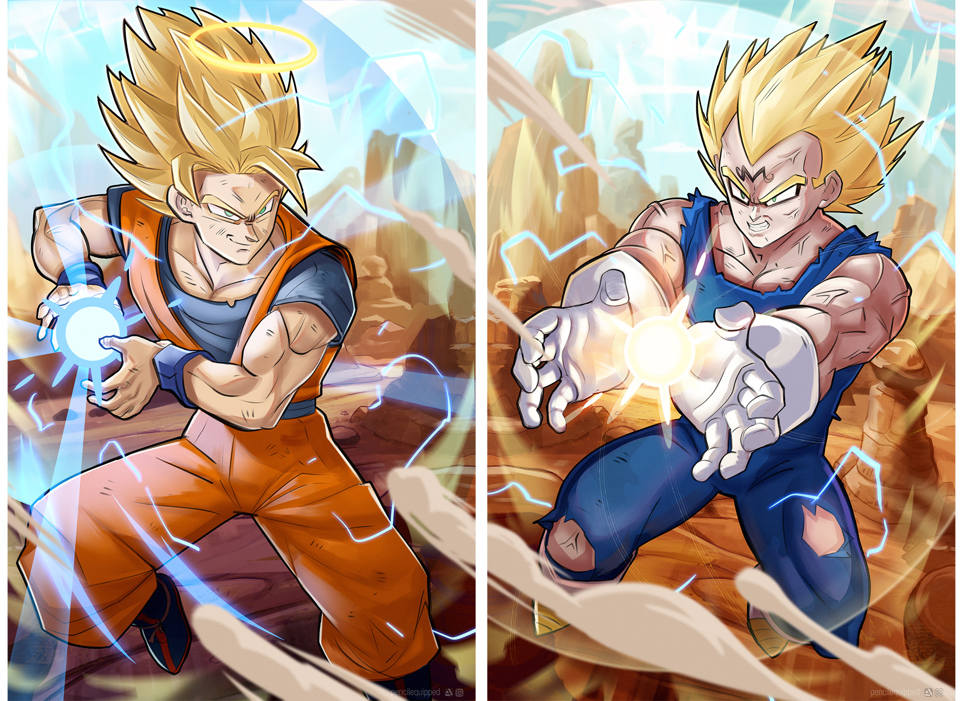 ArtStation - Majin Vegeta vs Goku SSJ2