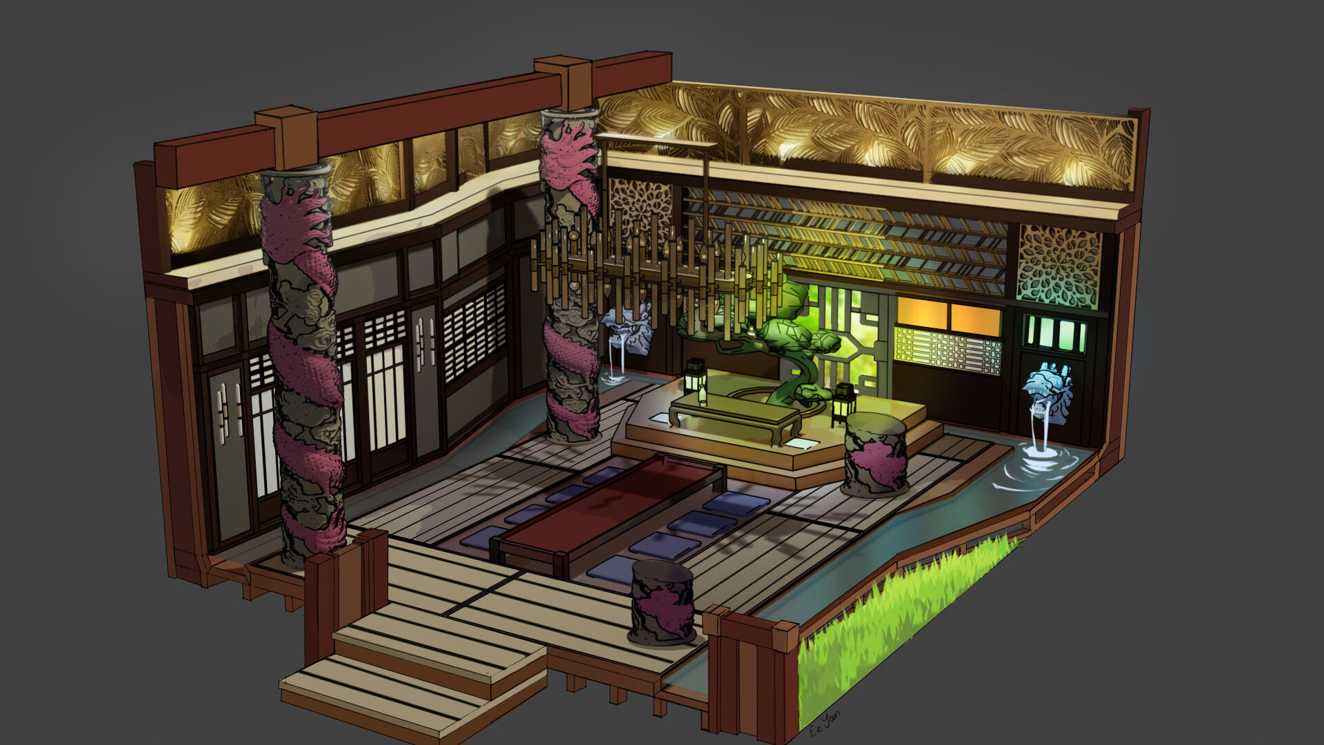 artstation-office-lounge-of-a-japanese-mafia-boss