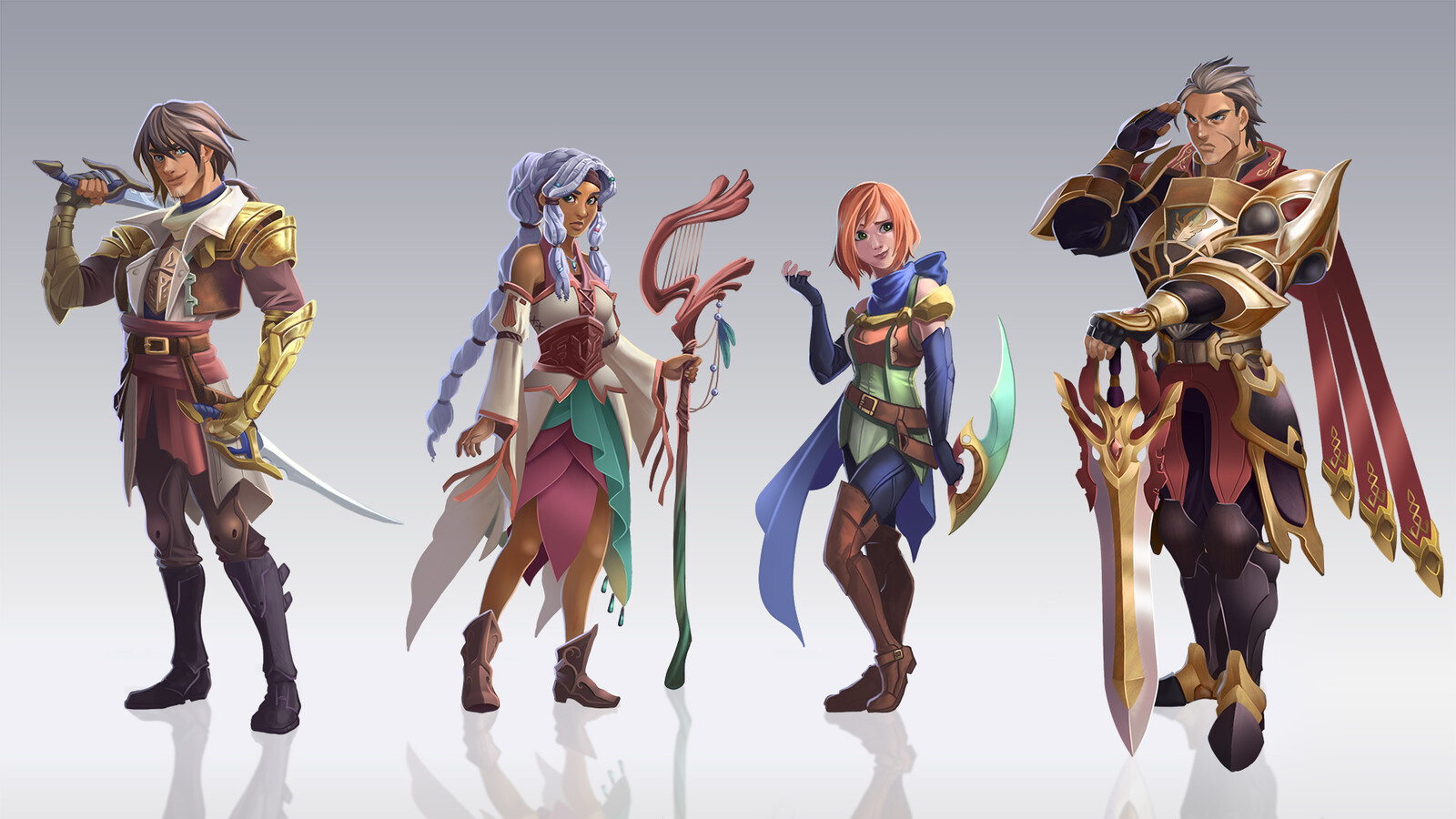 Main cast lineup: Edan (multiclass attacker &amp; Talon's summoner), Aska (ranged spellcaster &amp; musical support), Meera (melee attacker &amp; debuffer) and Noah (antagonist &amp; Edan's brother)