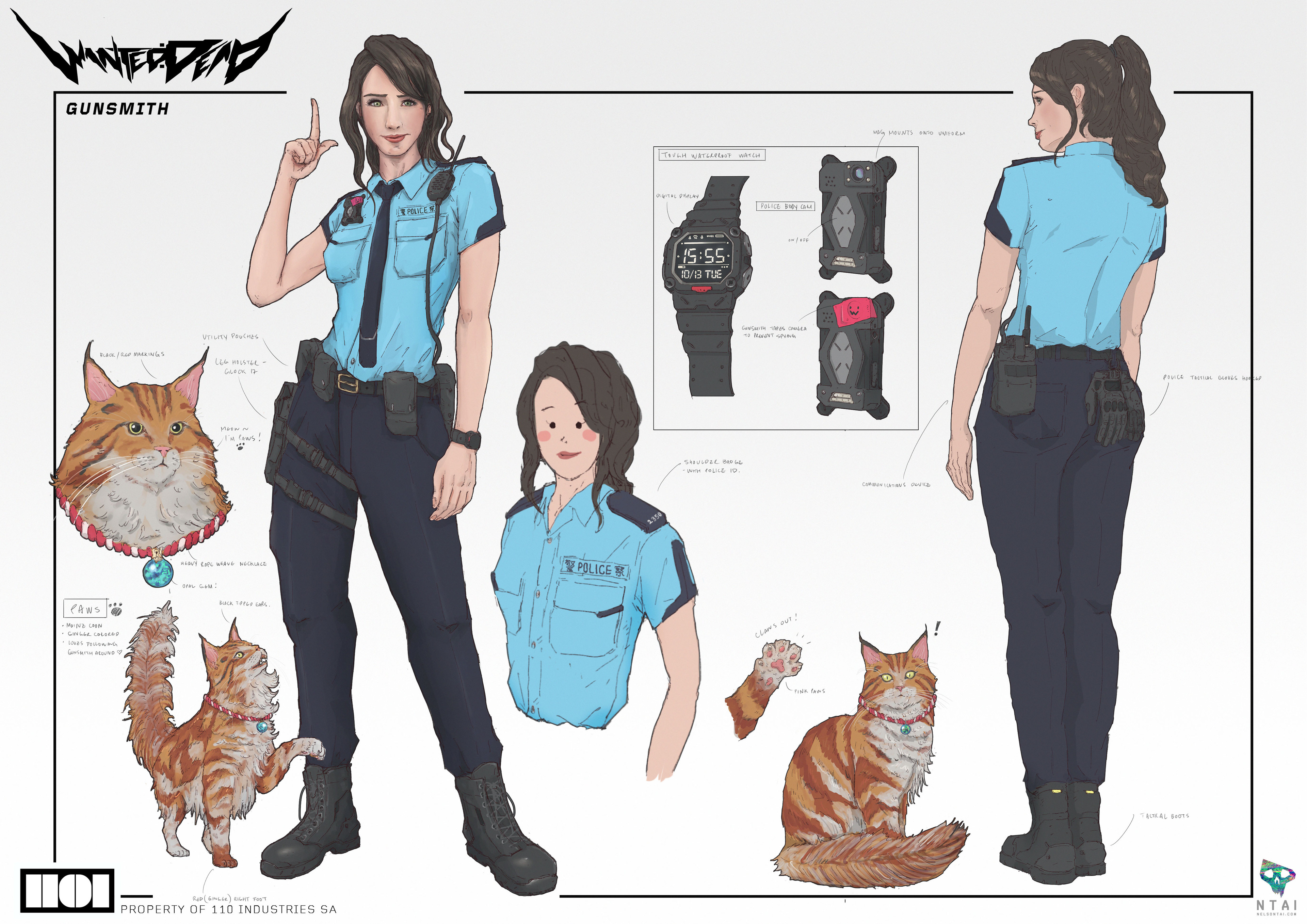 Gunsmith was portrayed by Stefanie Joosten pretty early on. It was definitely fun to match her with Paws. Never thought I would get to design a cat :)