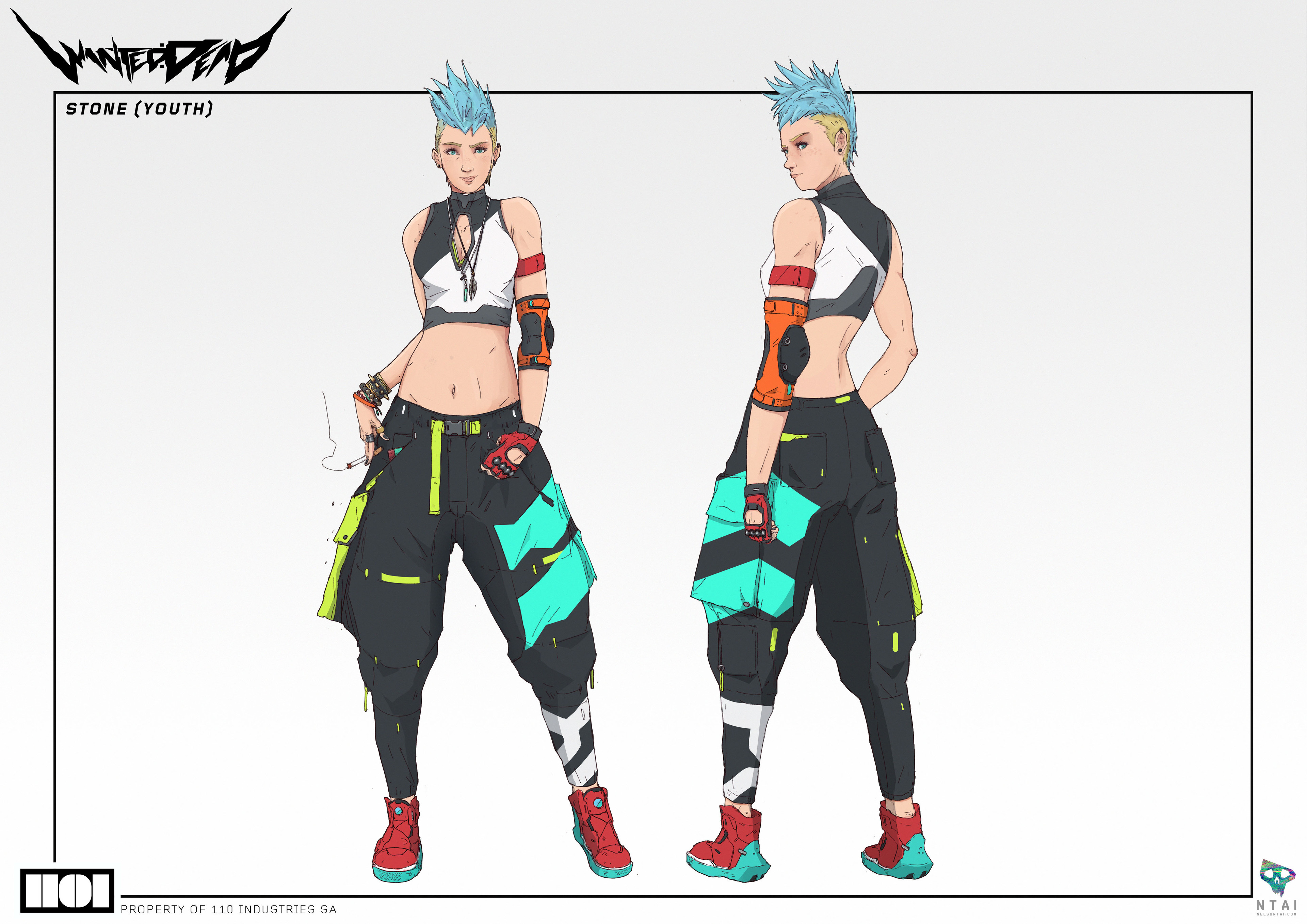 One of my favs among the characters I got to design - the young version of Stone. I like the sporty / punk look along with the blue hair :)