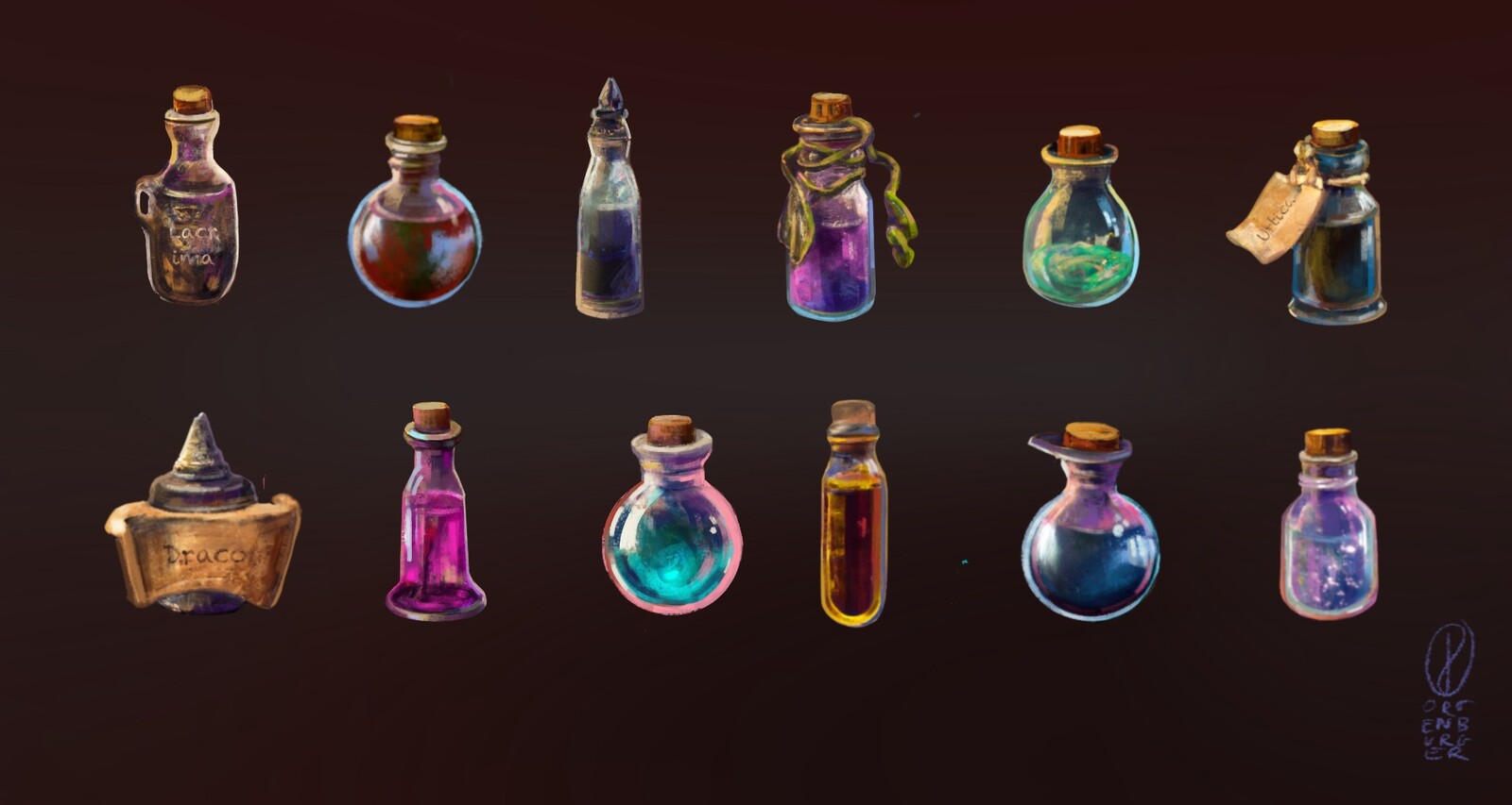 Oldschool style potions set