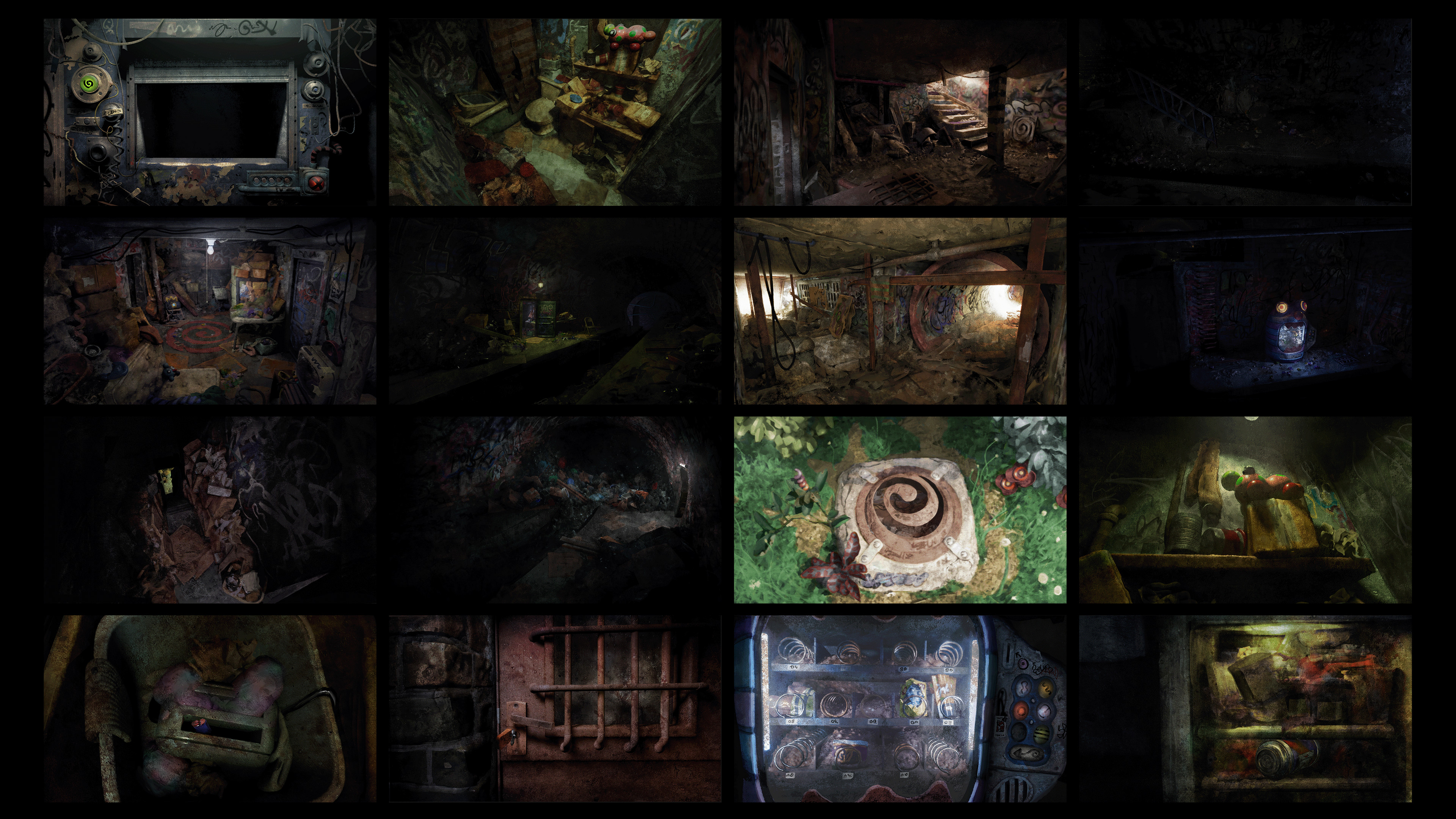 Assortment of finished backgrounds and inspection frames