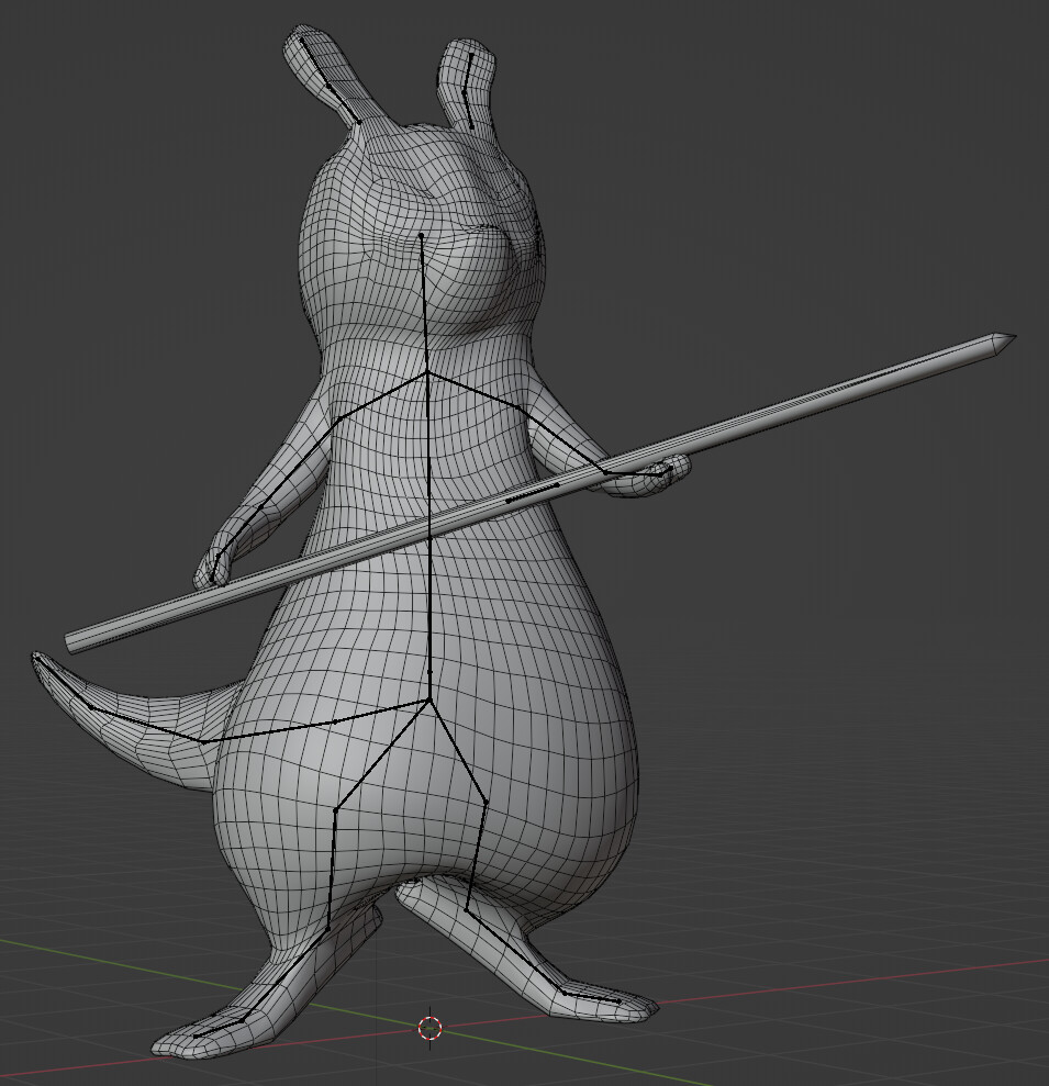 Mesh with wireframe and armature.