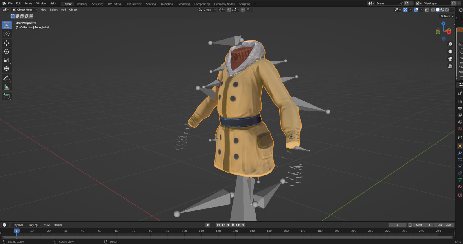 View of low poly model with texture baked and ready to export to Unity and create the UMA recipe.