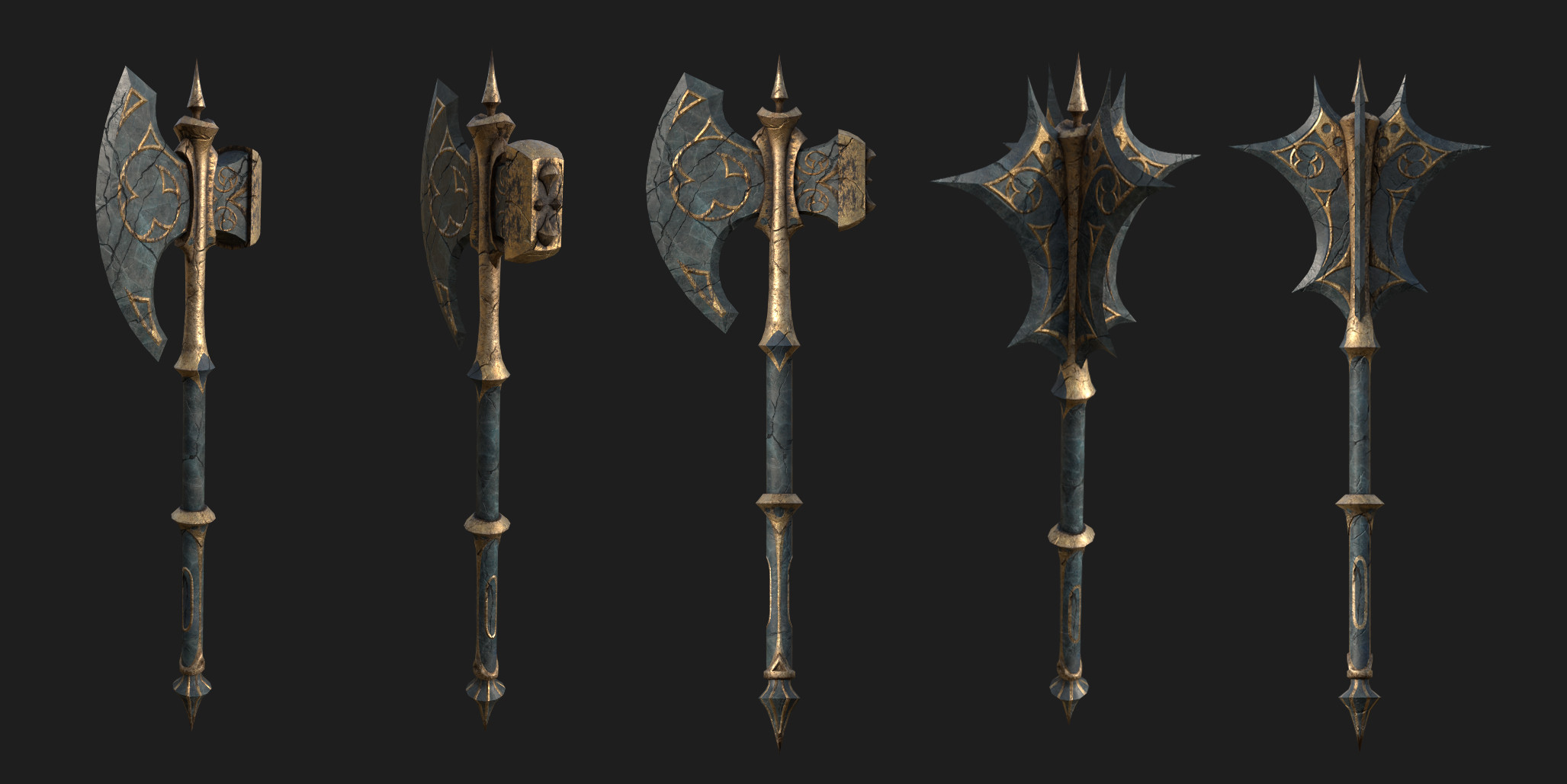 Final Axe and Mace models and textures. Matching the materials on the Guardian's themselves. 