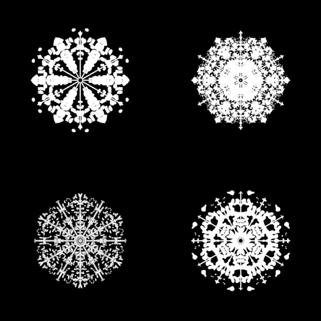 Snowflakes used in the particle effect.