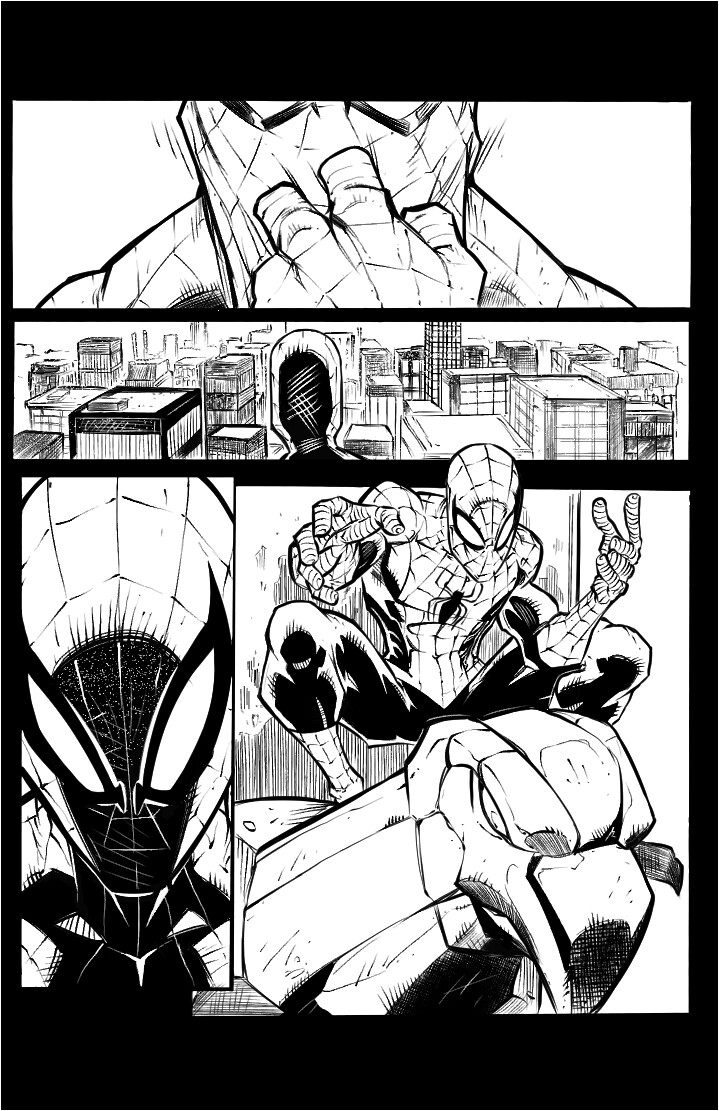 ArtStation - Inking Practice Spiderman Page
