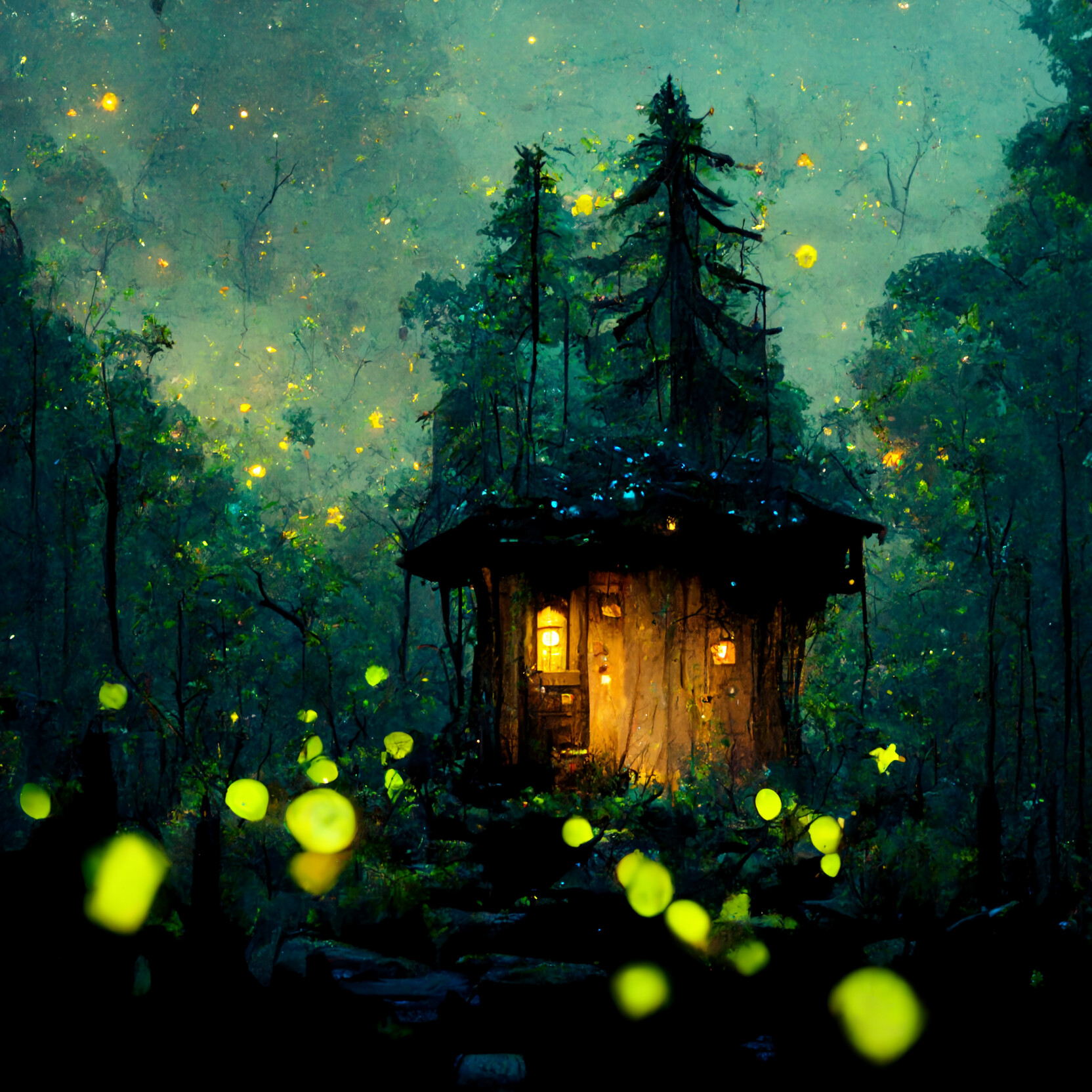 enchanted forest night