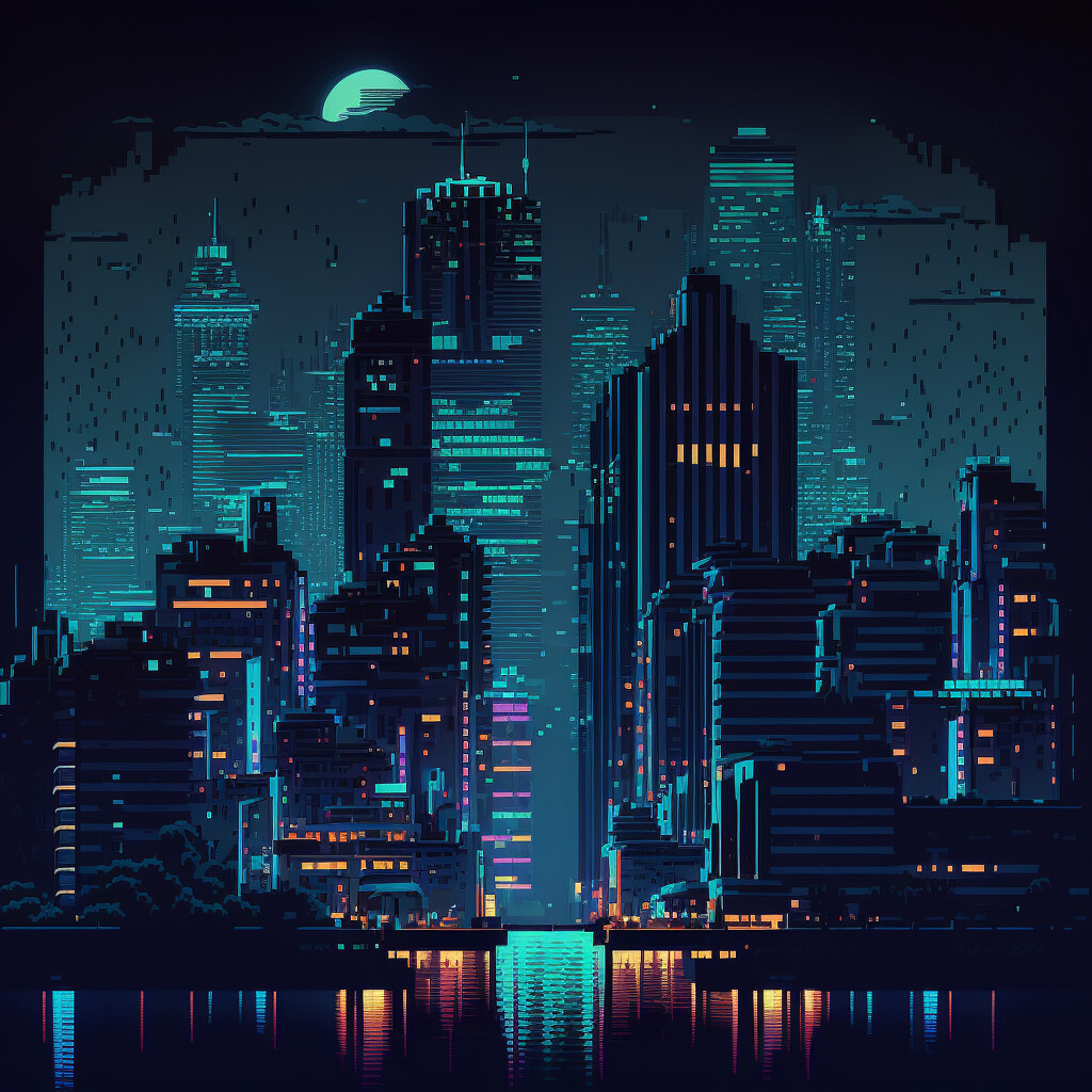 Artstation night view city pixel art