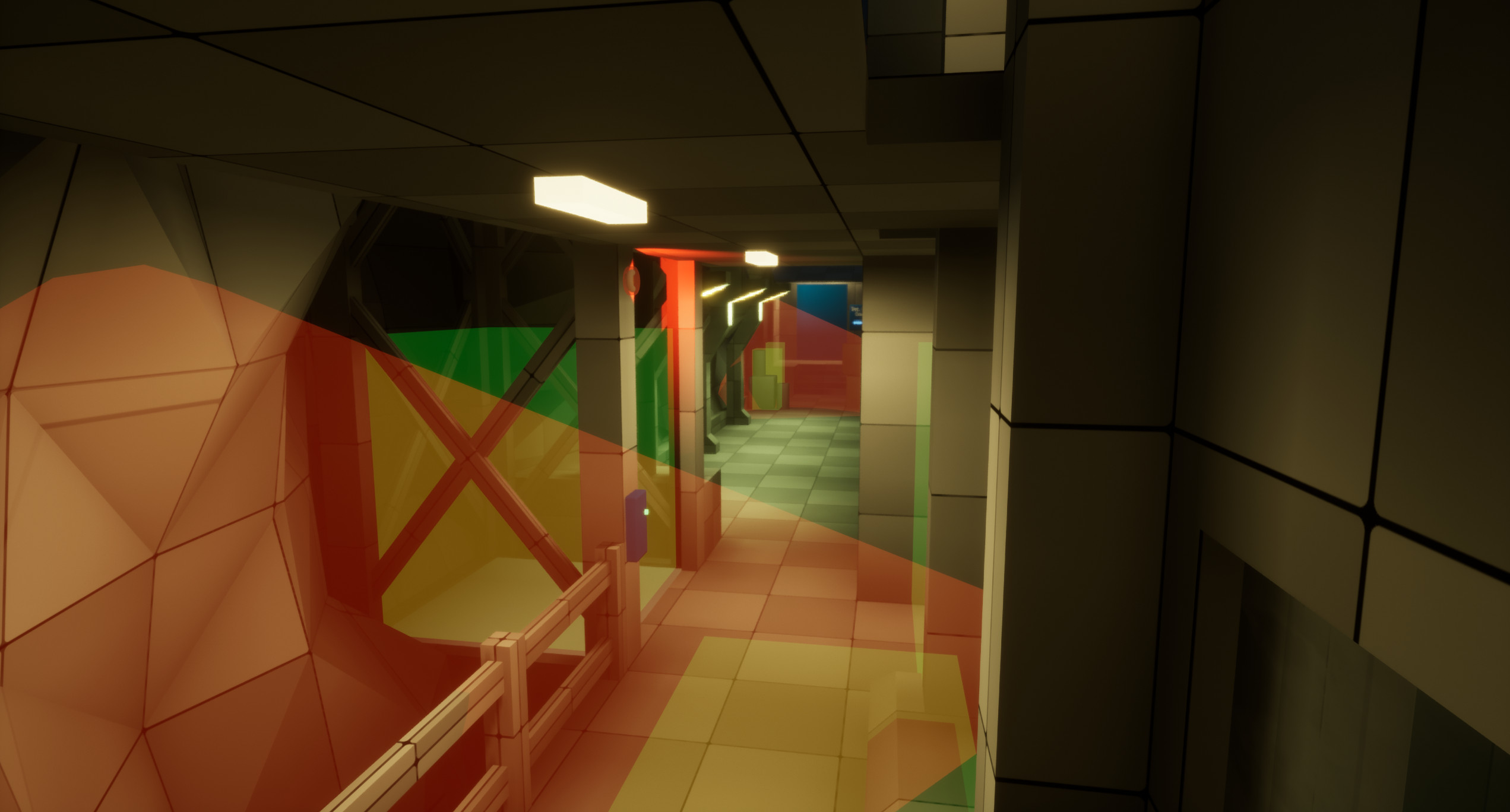 An early area in the level where the player must sneak through a narrow utility area.