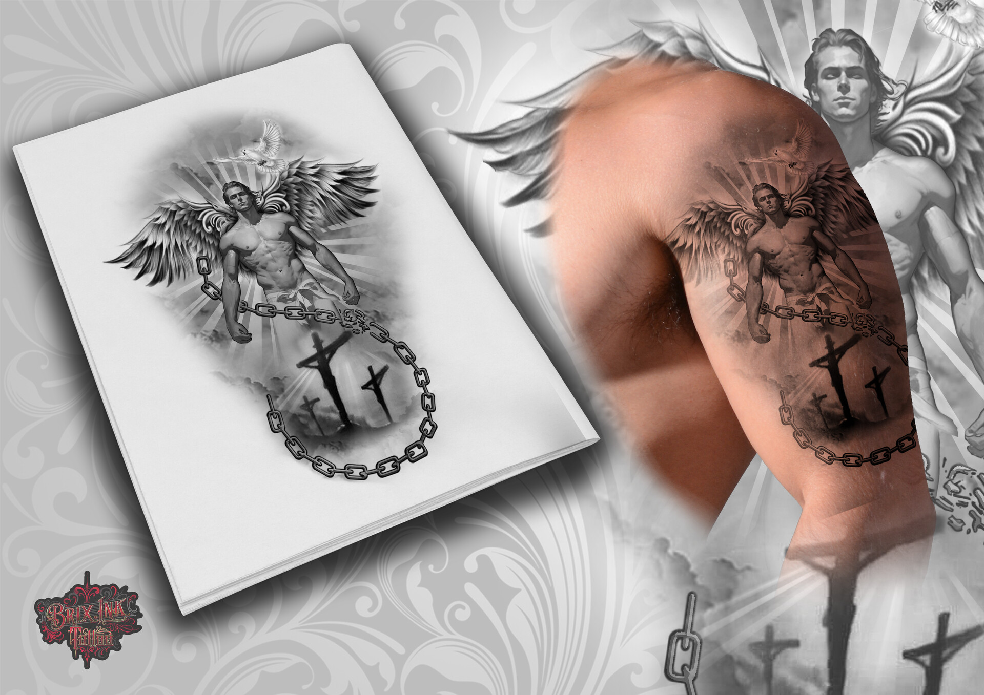Male angel tattoo by onksy on DeviantArt