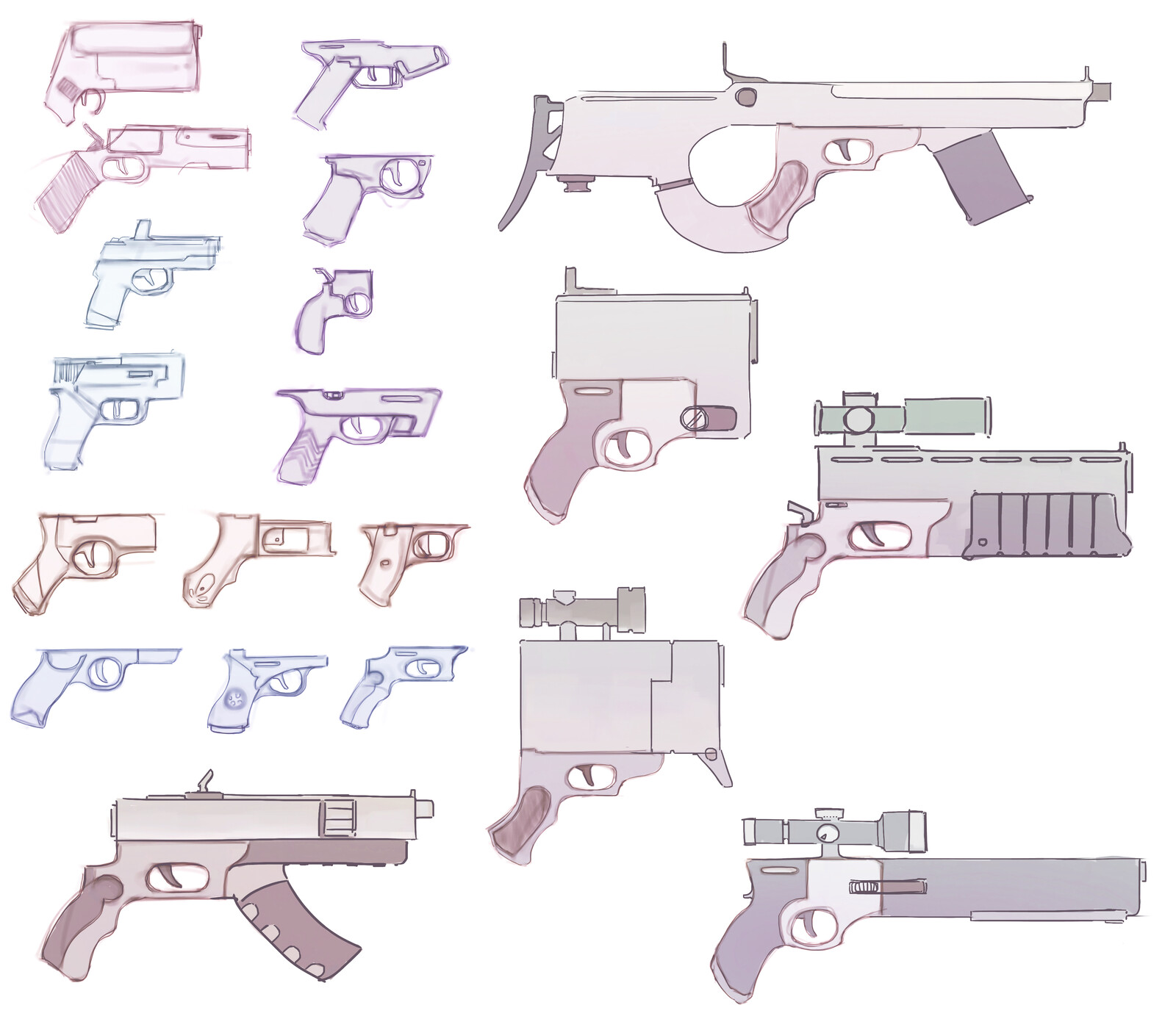 Pistol Grip Gun Sketches