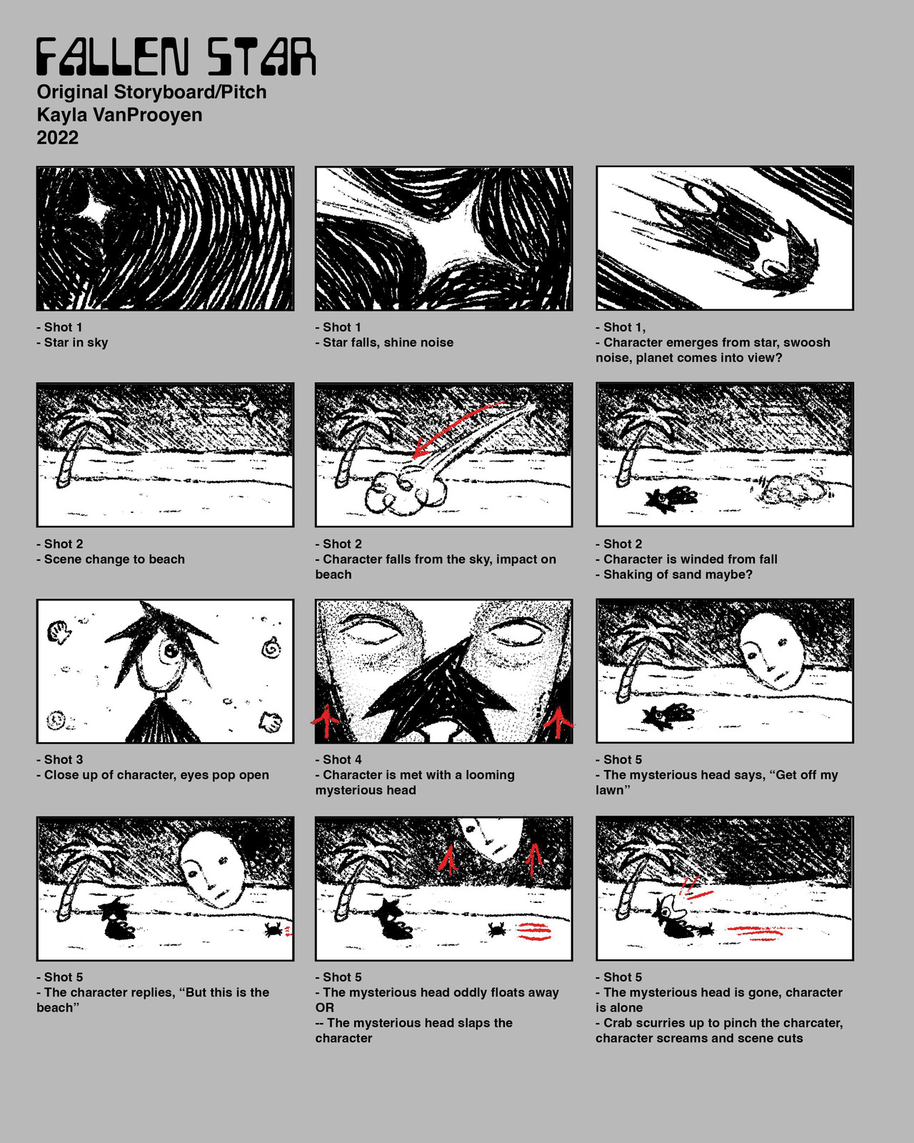 Fallen Star storyboards.