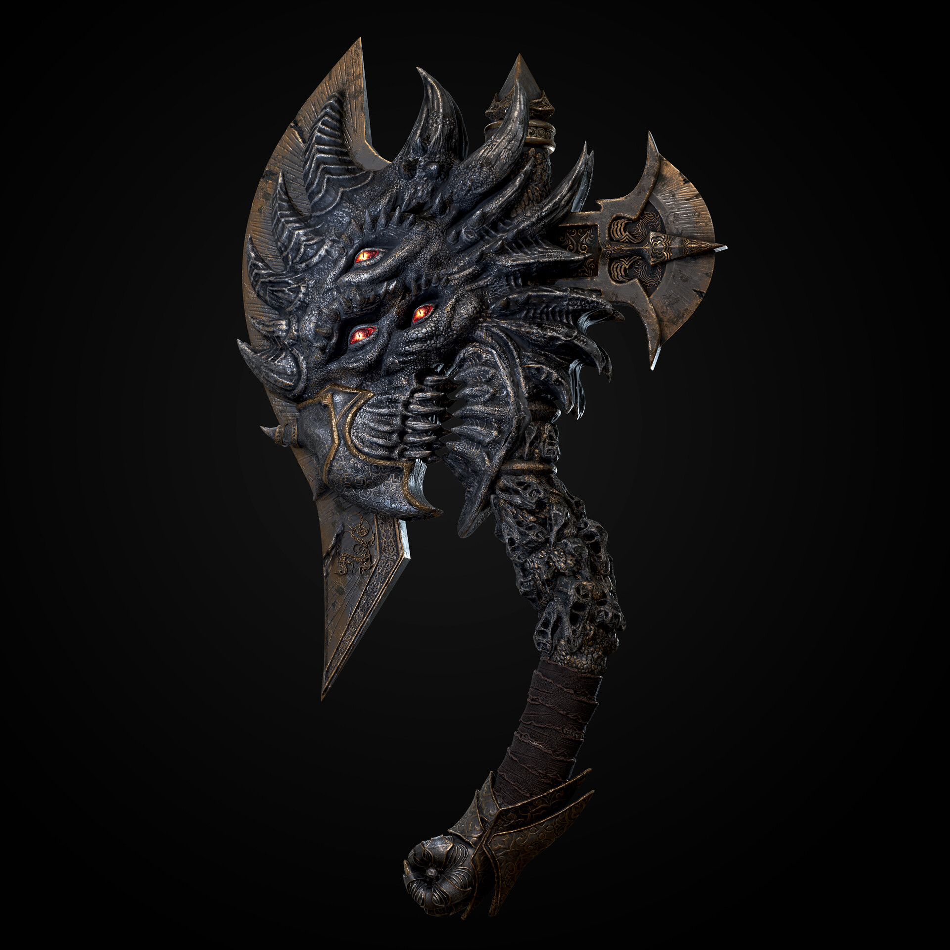 ArtStation - Dragon Axe Head 龙之斧头临摹