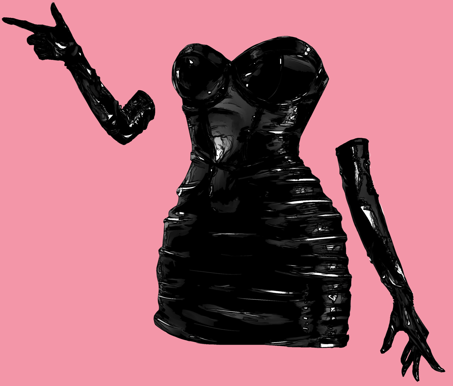 Black shiny sale leather dress