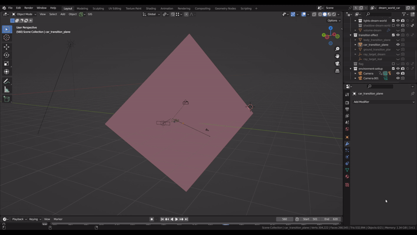 The transition between the two cars is made with geometry nodes &lt;3 .