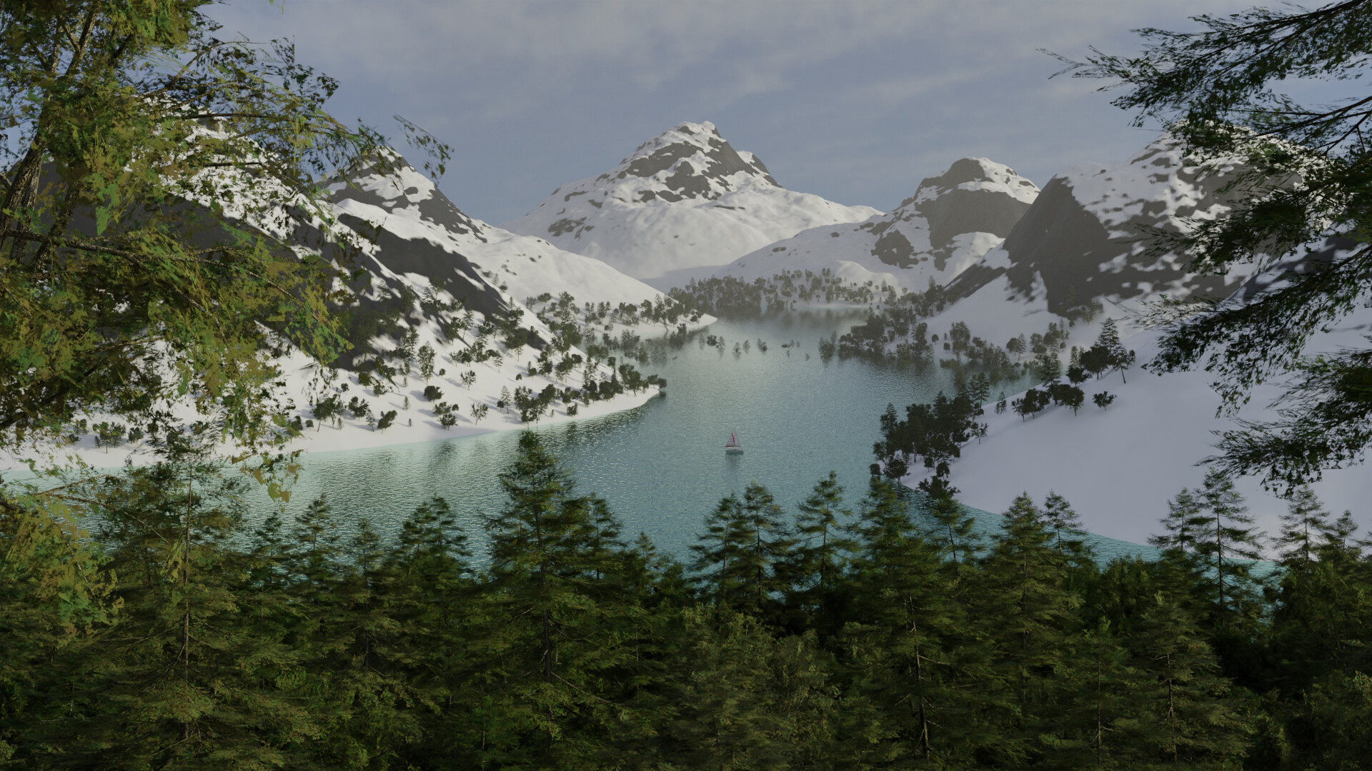 ArtStation - Snowy Mountain View