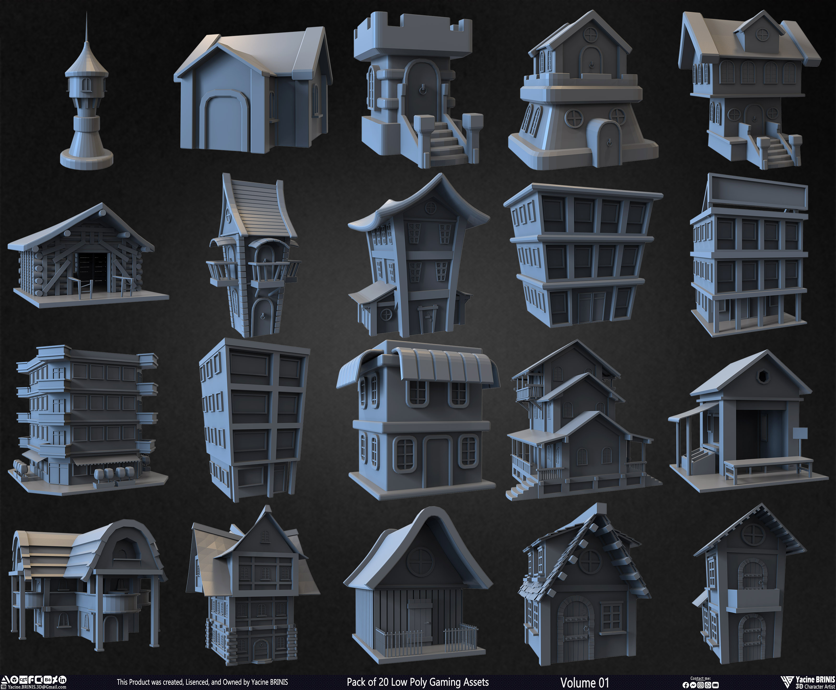 20 Low Poly Gaming Assets Volume 01 Sculpted By Yacine BRINIS Set 03
