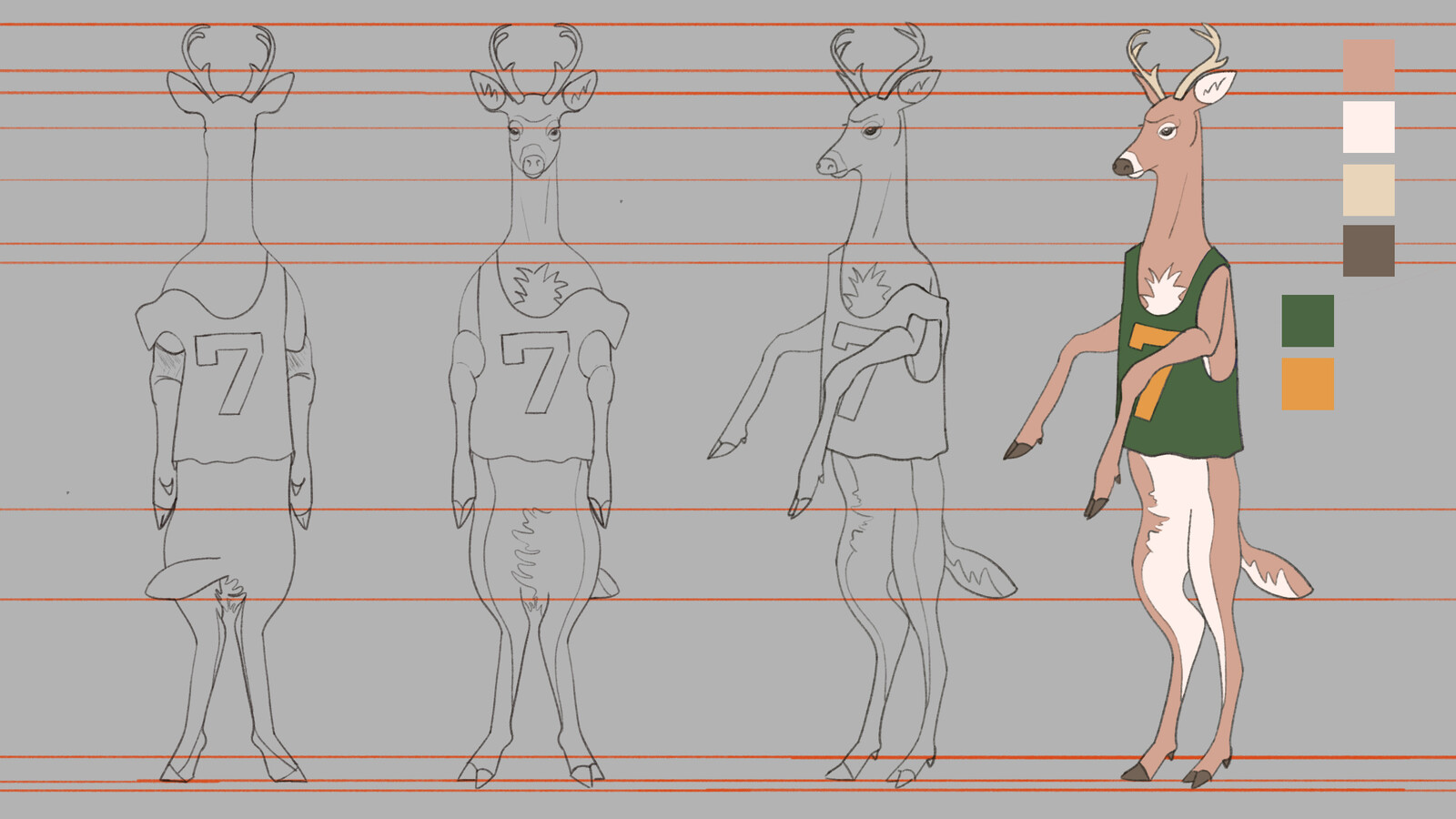 Deer plays basketball - Character turnaround