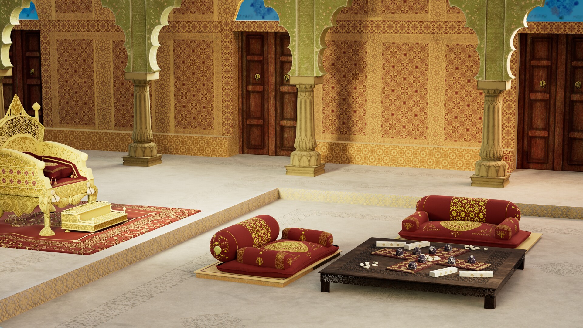 ArtStation Indian Throne room lighting test