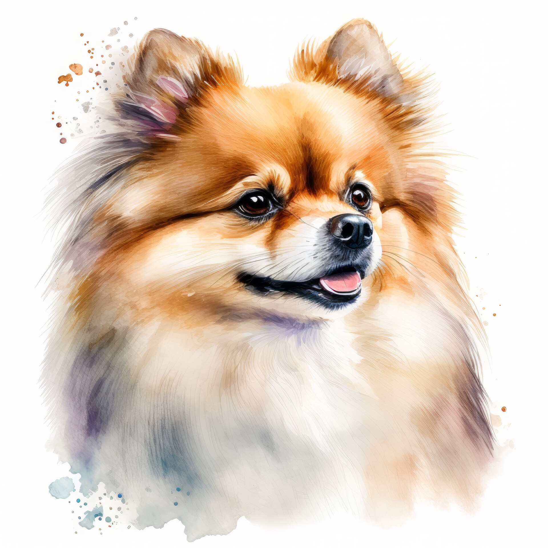 ArtStation - Pomeranian Dog Portrait Watercolor Painting
