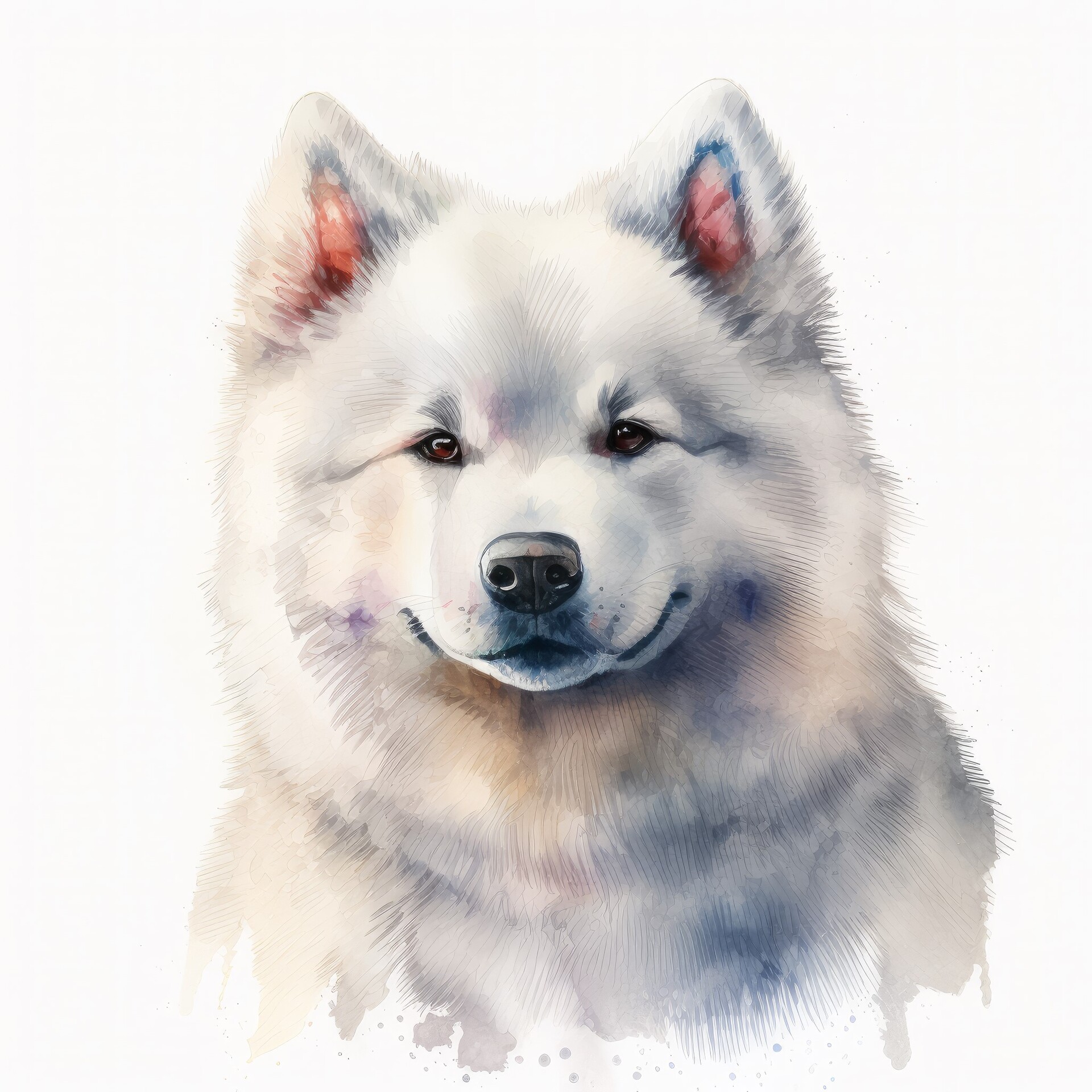 ArtStation Samoyed Dog Portrait Watercolor Painting