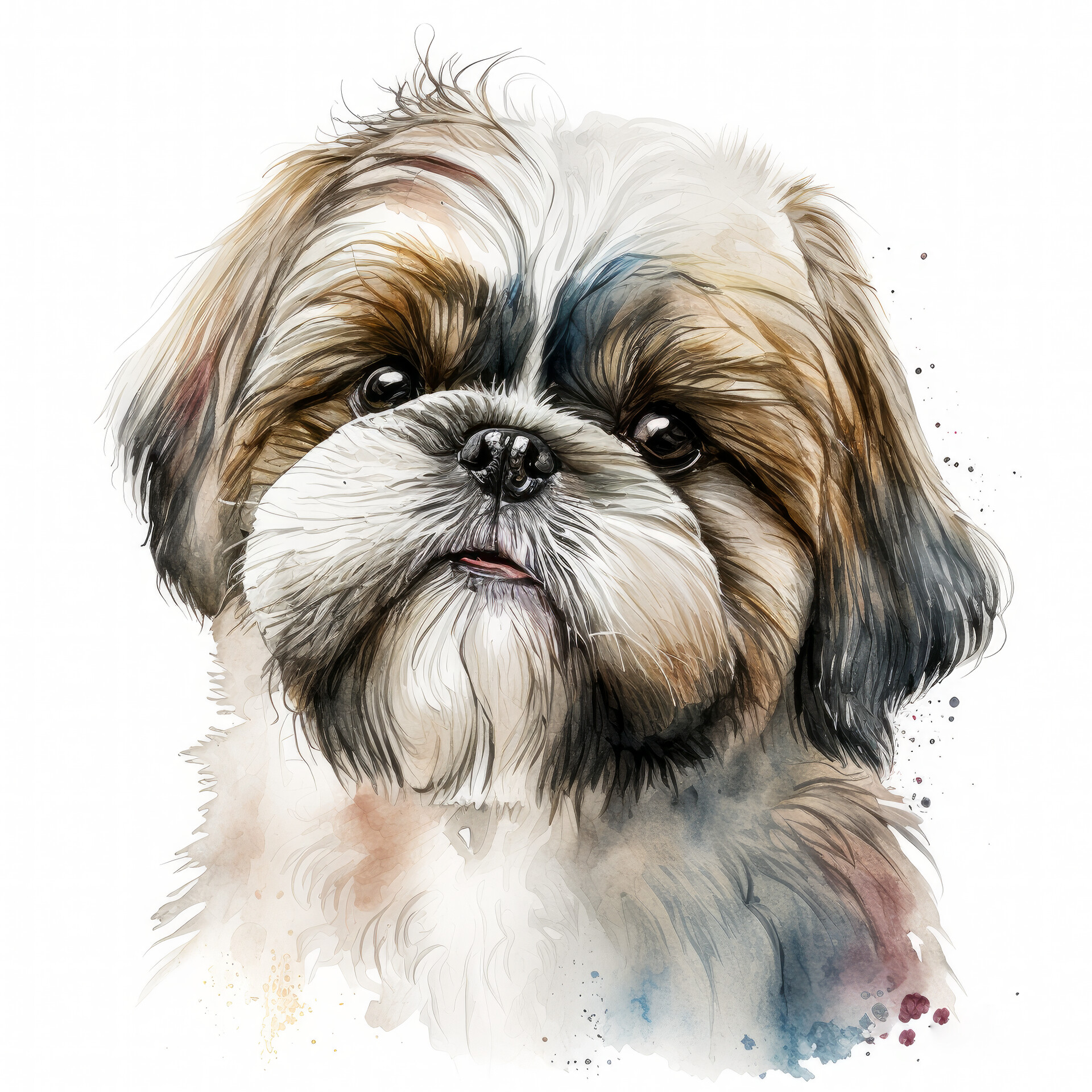 ArtStation - Shih Tzu Dog Portrait Watercolor Painting