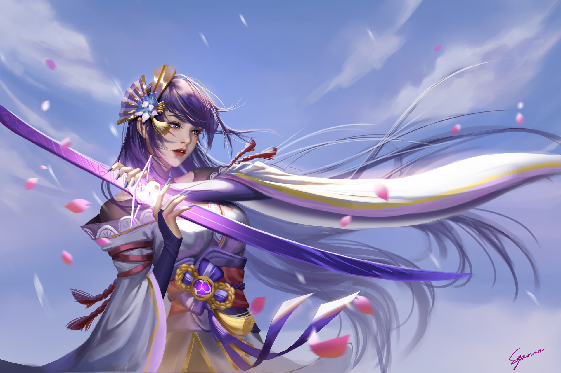 ArtStation 雷电 画了两个版本